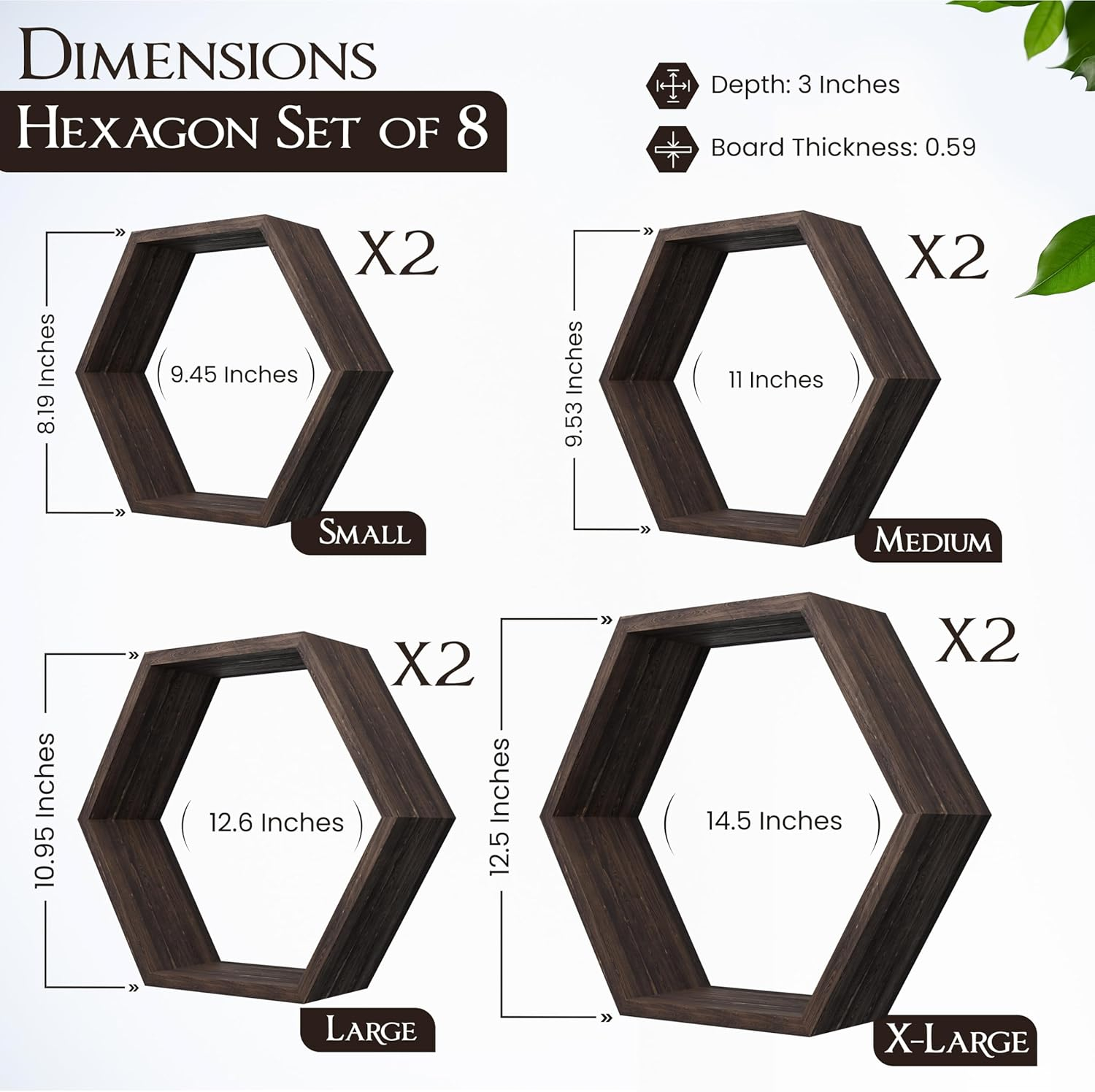 Hokku Designs Floating Shelves Set Of 8 Honeycomb Shelves For Wall,Rustic Brown