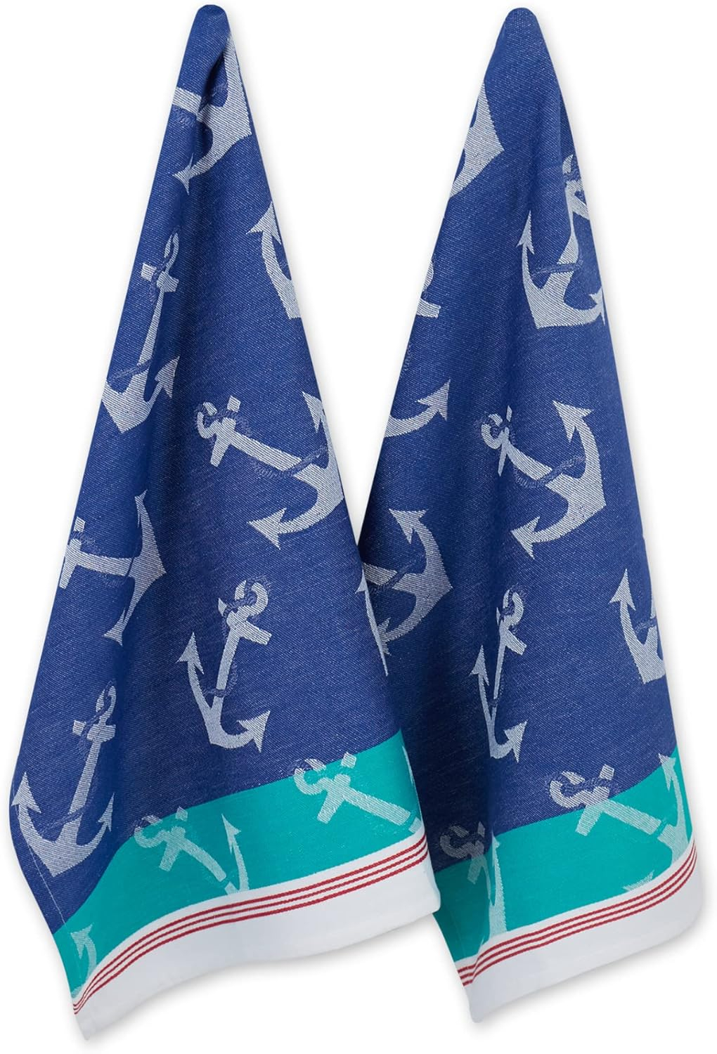 DII Anchor's Away Collection Kitchen, Dishtowel Set, 18x28, Jacquard, 2 Piece