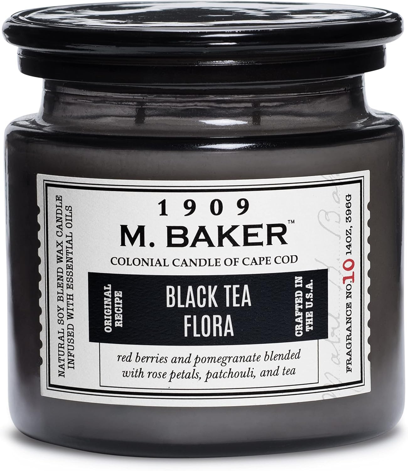 Colonial Candle M Baker Black Tea Flora Scented Jar Candle, 2 Wick, 14 oz, 60 Hours Burn, Floral