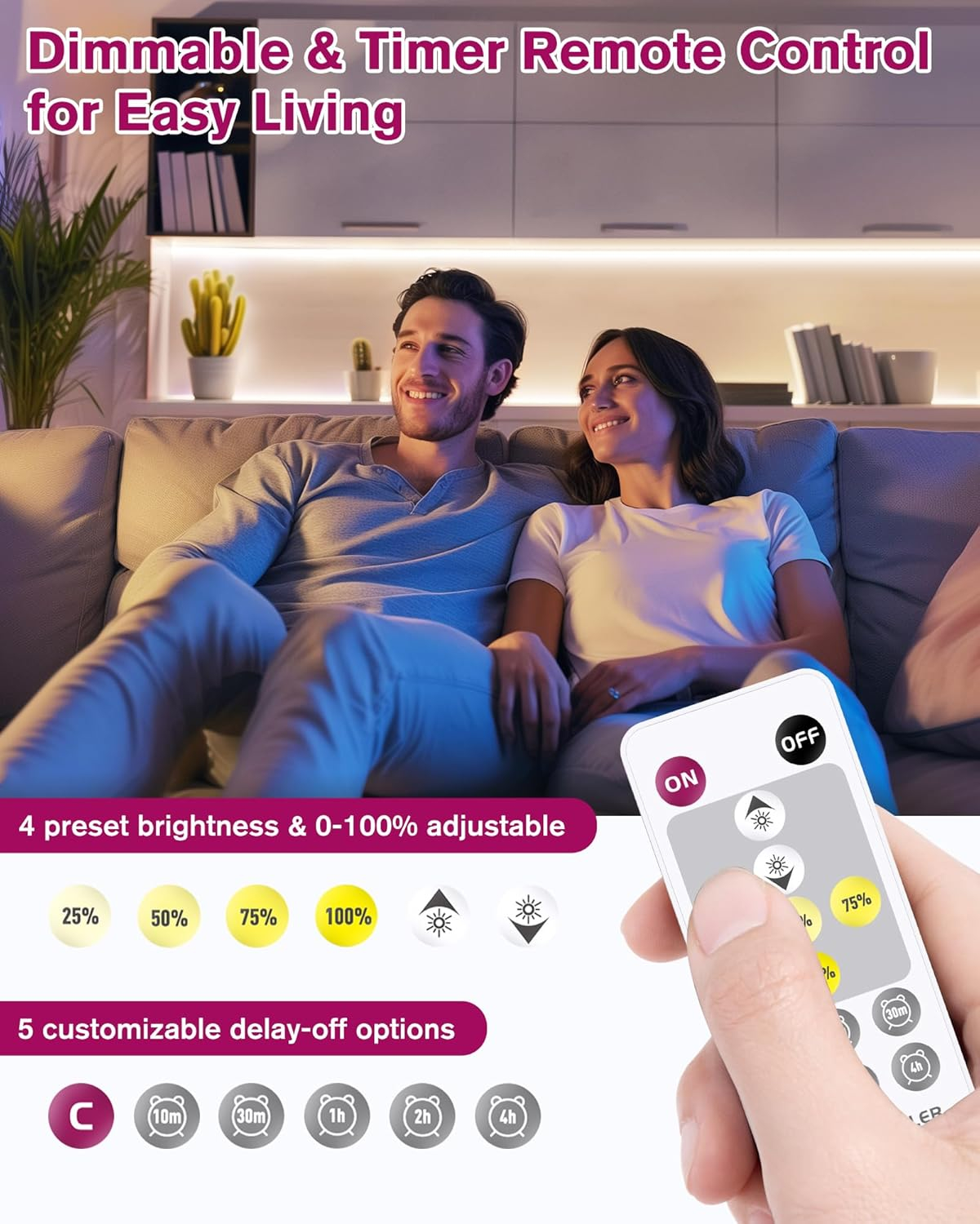 EMITEVER COB LED Strip Lights Kit Neutral White with Remote & 24V Power Supply,16.4ft Dimmable Tape Light 4000K, High Density 2400LEDs, 300+LM/FT,CRI90+, UL Listed for Bedroom Kitchen Cabinet Lighting