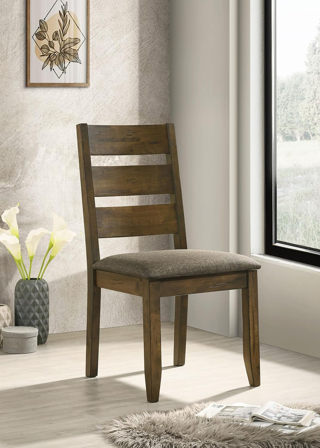 Coaster Alston Ladder Back Wood Dining Chair in Nutmeg