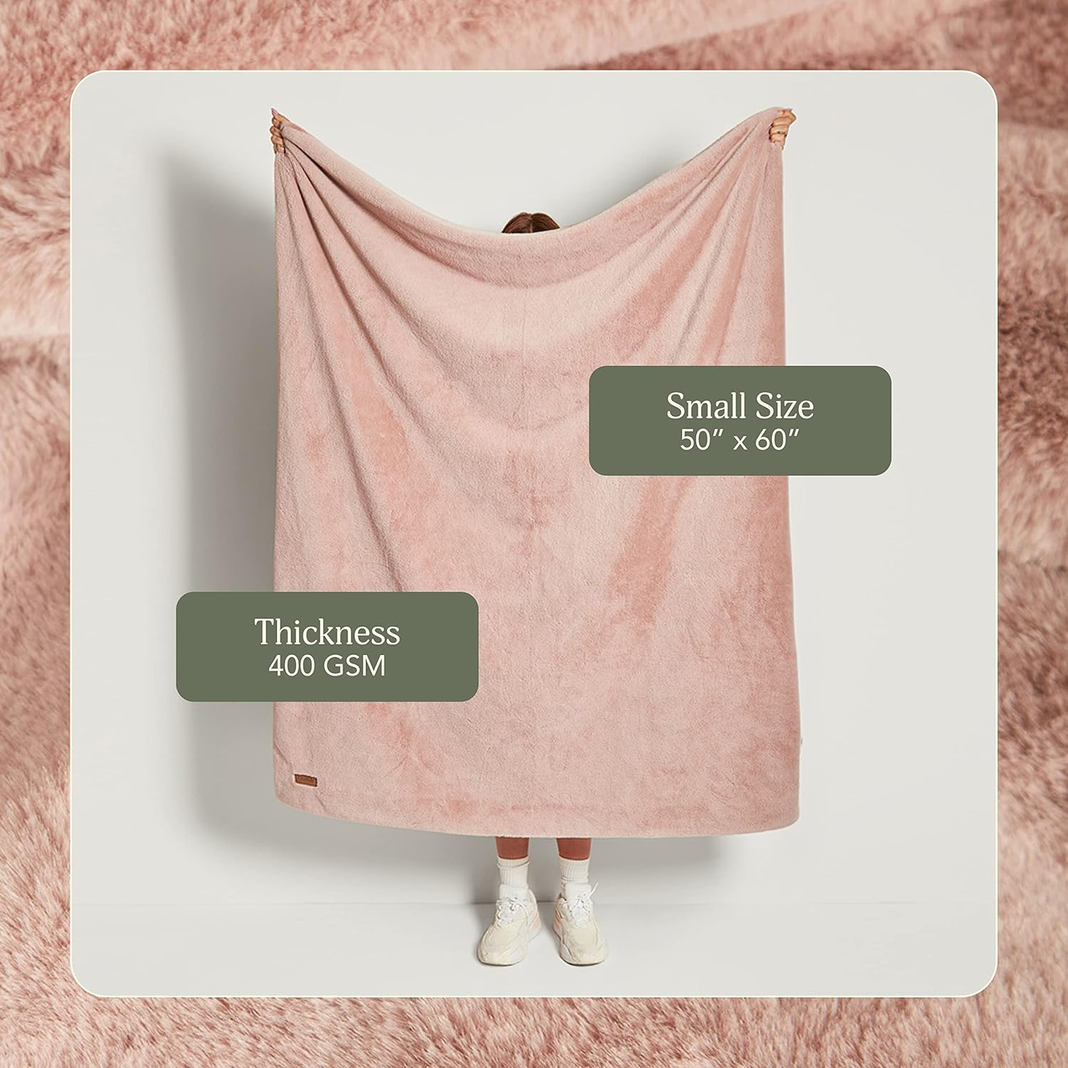 Rosy Baby Pink Faux Fur Lightweight Blanket, Small