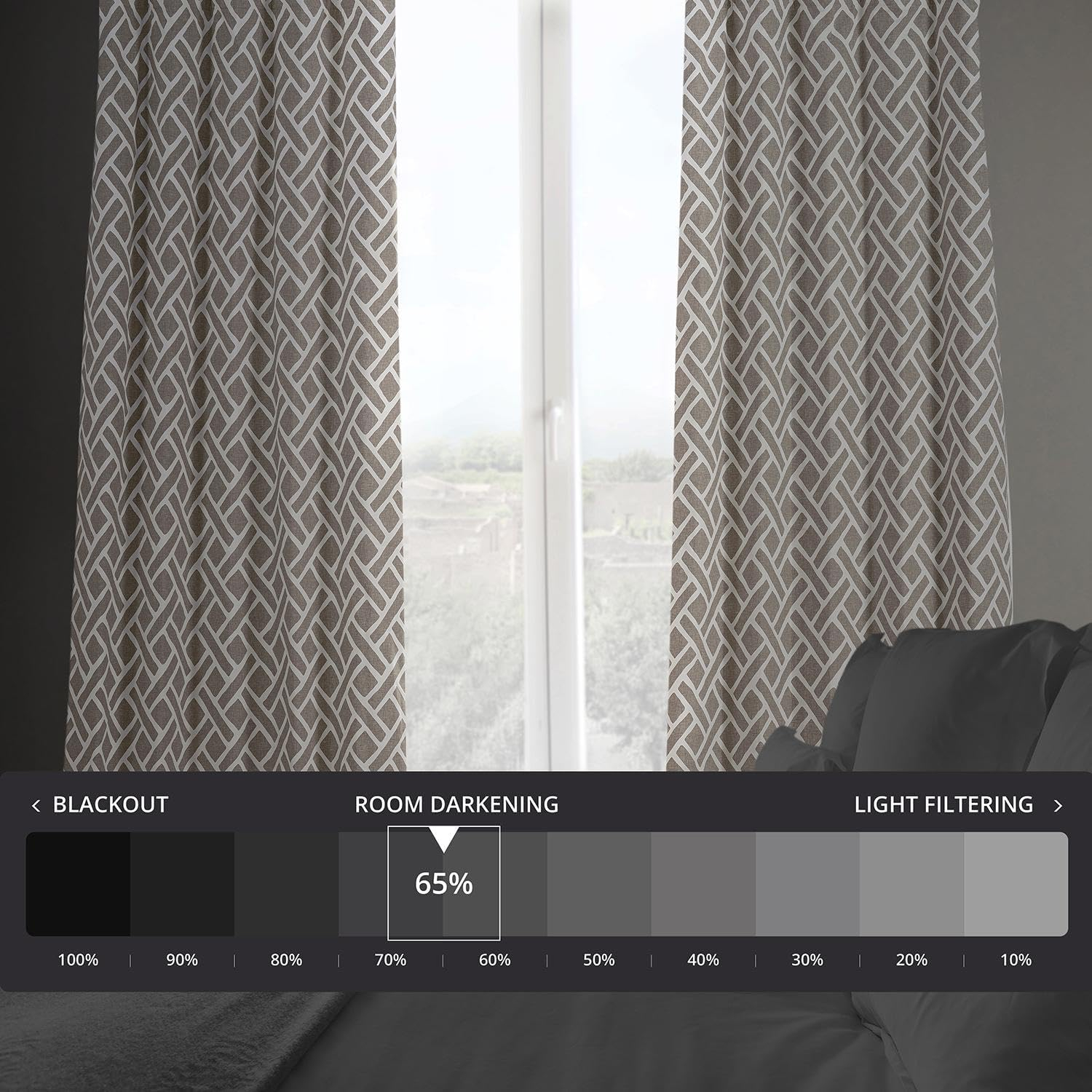 HPD Half Price Drapes Modern Geometric Printed Curtains 108 Inches Long Luxury Cotton Curtains (1 Panel) Room Darkening Curtains for Bedroom & Living Room, 50W x 108L, Crosshatch Geometrical Taupe