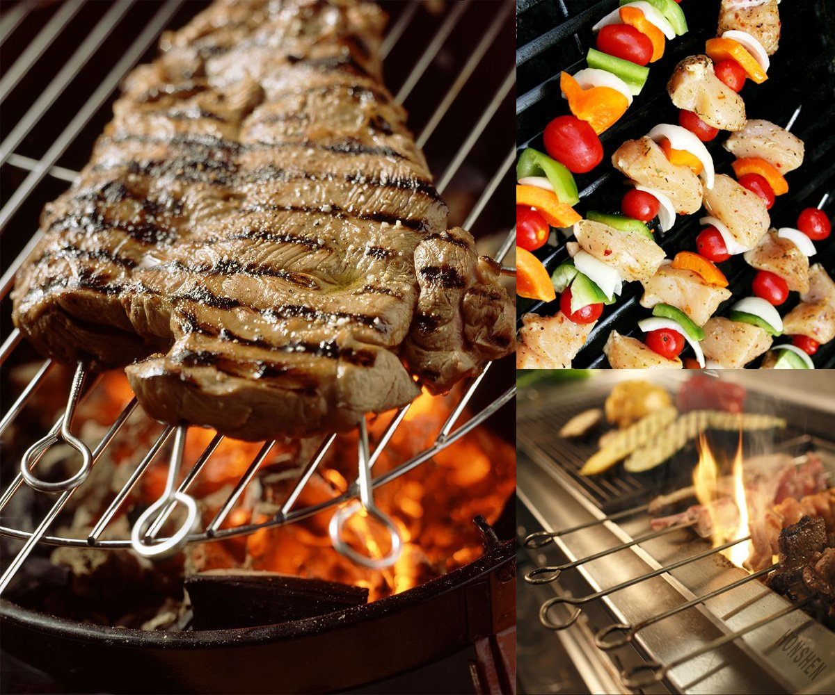 12 Inch Barbecue Skewers, 12Pcs Stainless Steel BBQ Skewers, Shish Kebab Kabob Skewers by HONSHEN