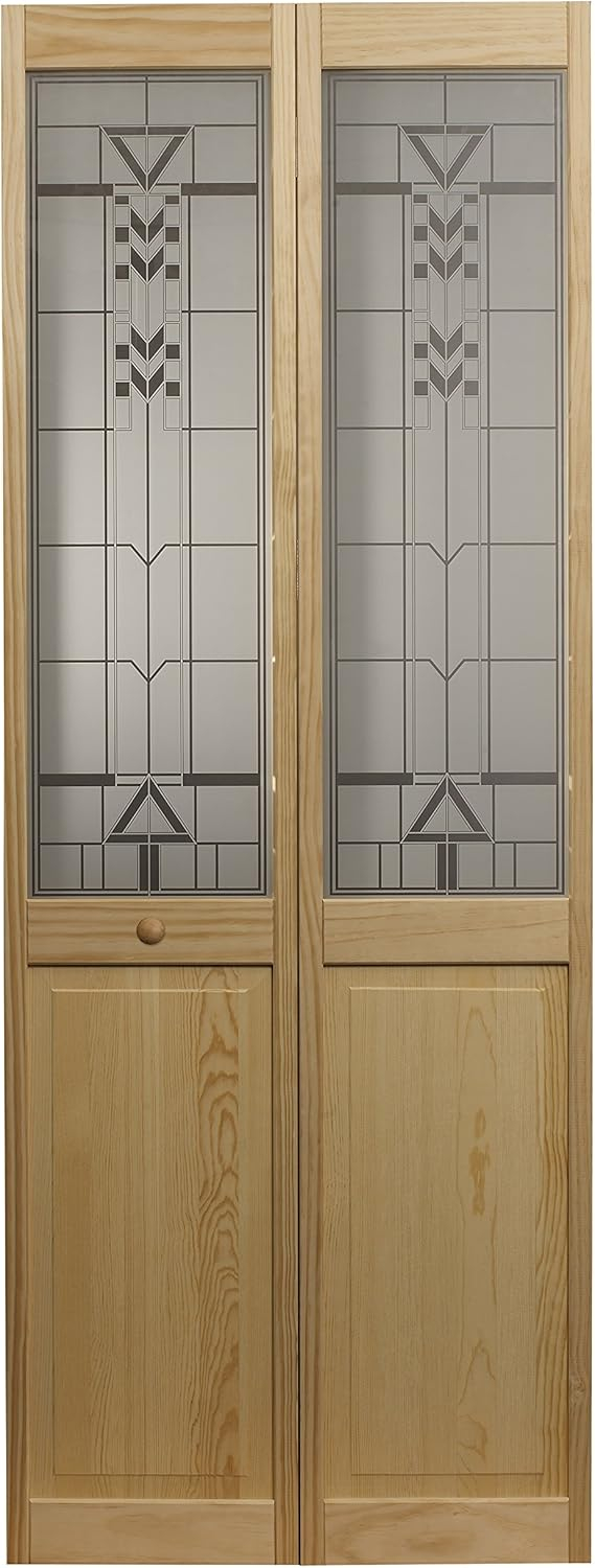 AWC Model 147 Sedona Glass Bifold Door 36"wide x 80"high Unfinished Pine