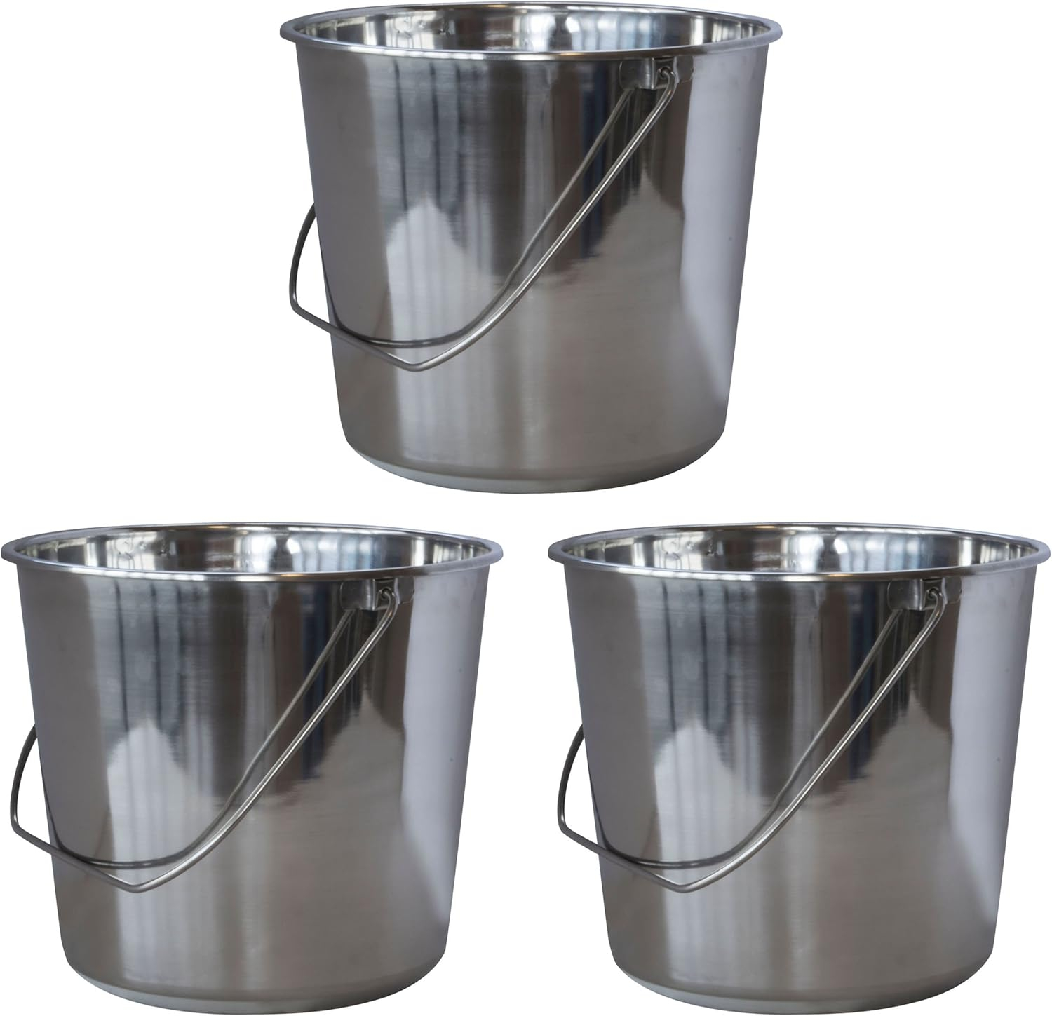 Medium Round Stainless Steel Bucket Set - 3 Piece