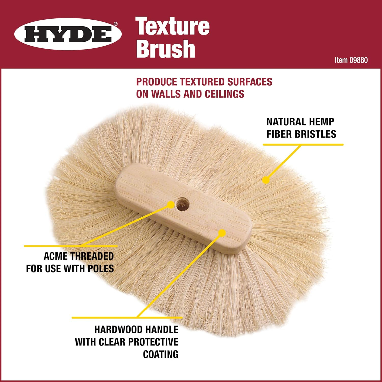 Hyde Texture Brush,4 lb,Fiber,Hardwood 09880