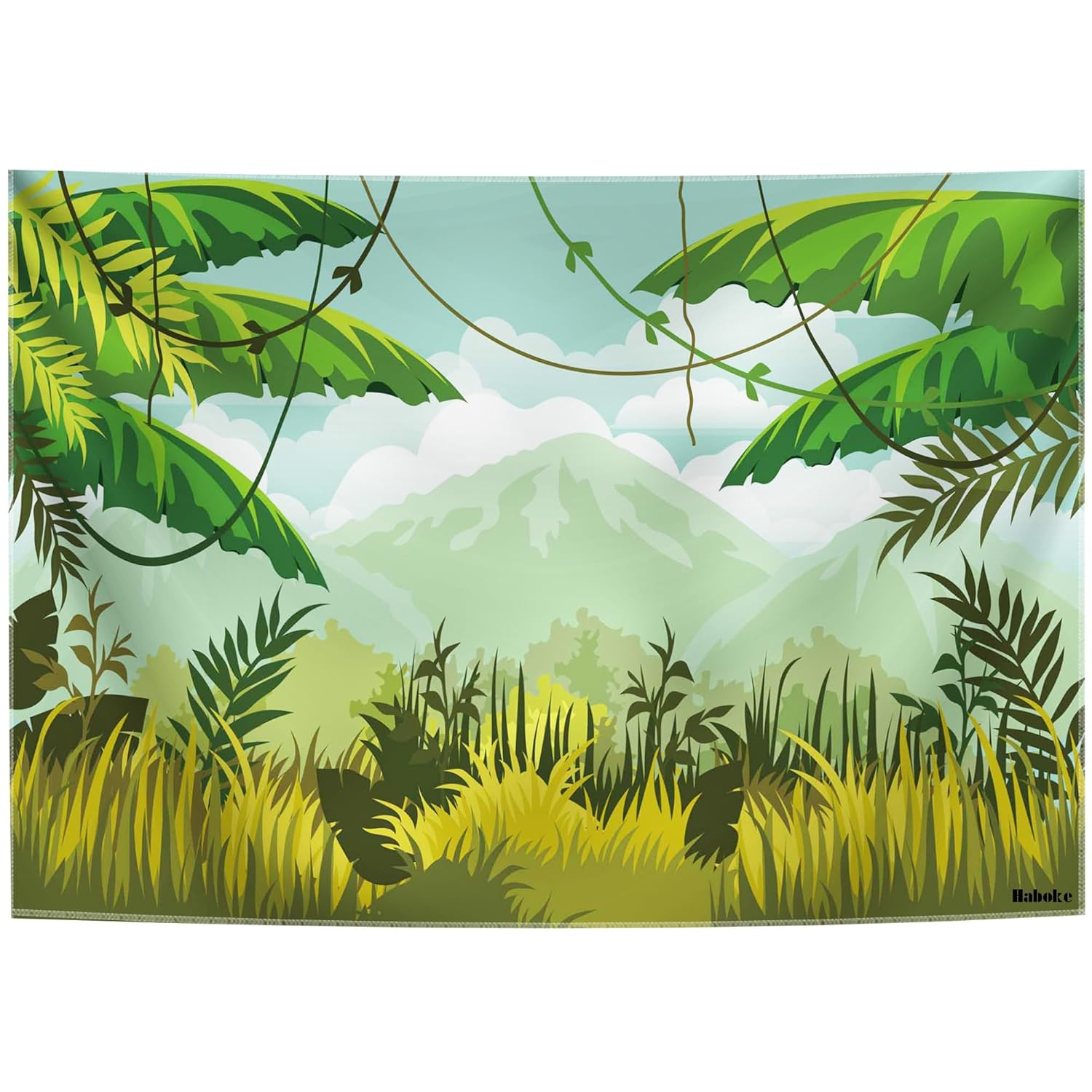 Safari Birthday Decorations 7x5ft Ployester Fabric Photography Backdrop Green Spring Forest Jungle Party Background Banner Supplies Baby Shower Decorations