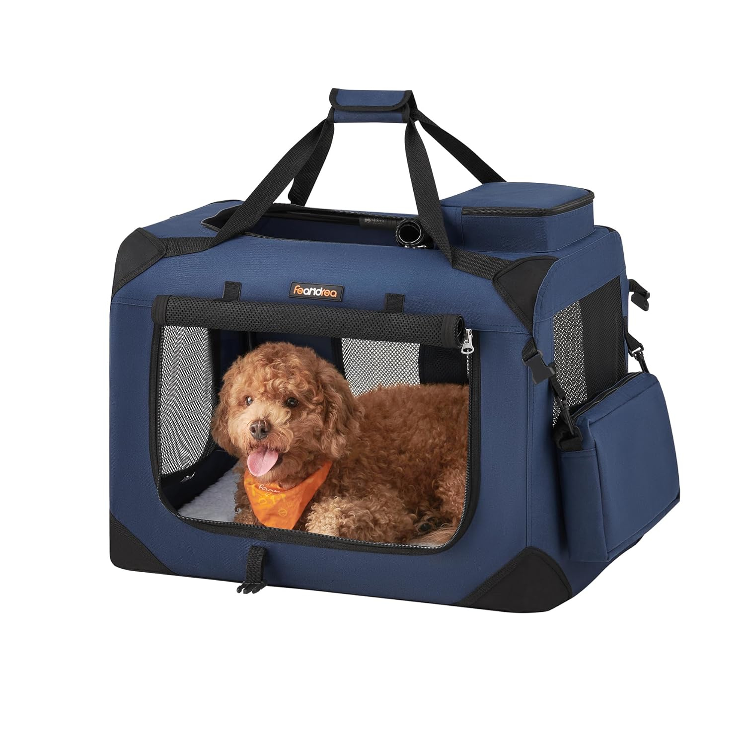 Feandrea 24 Inches Collapsible Soft Dog Crate, Portable Travel Dog Crate for Indoor and Outdoor Use, Dog Carrier Kennel with Safety Zippers, for Living Room, Car, Travelling, Camping, Black UPDC60H