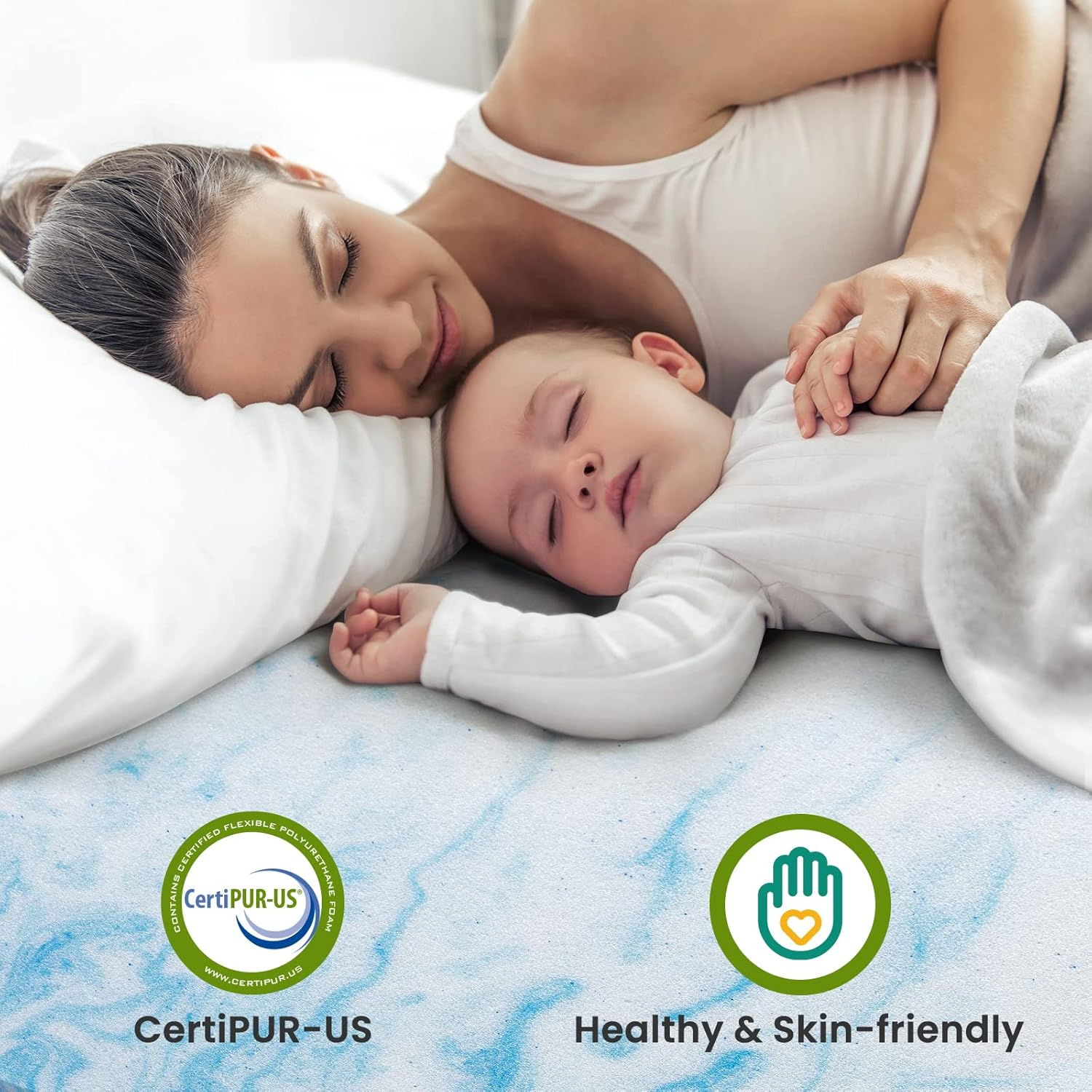 Full Size Blue Gel Memory Foam Mattress Topper