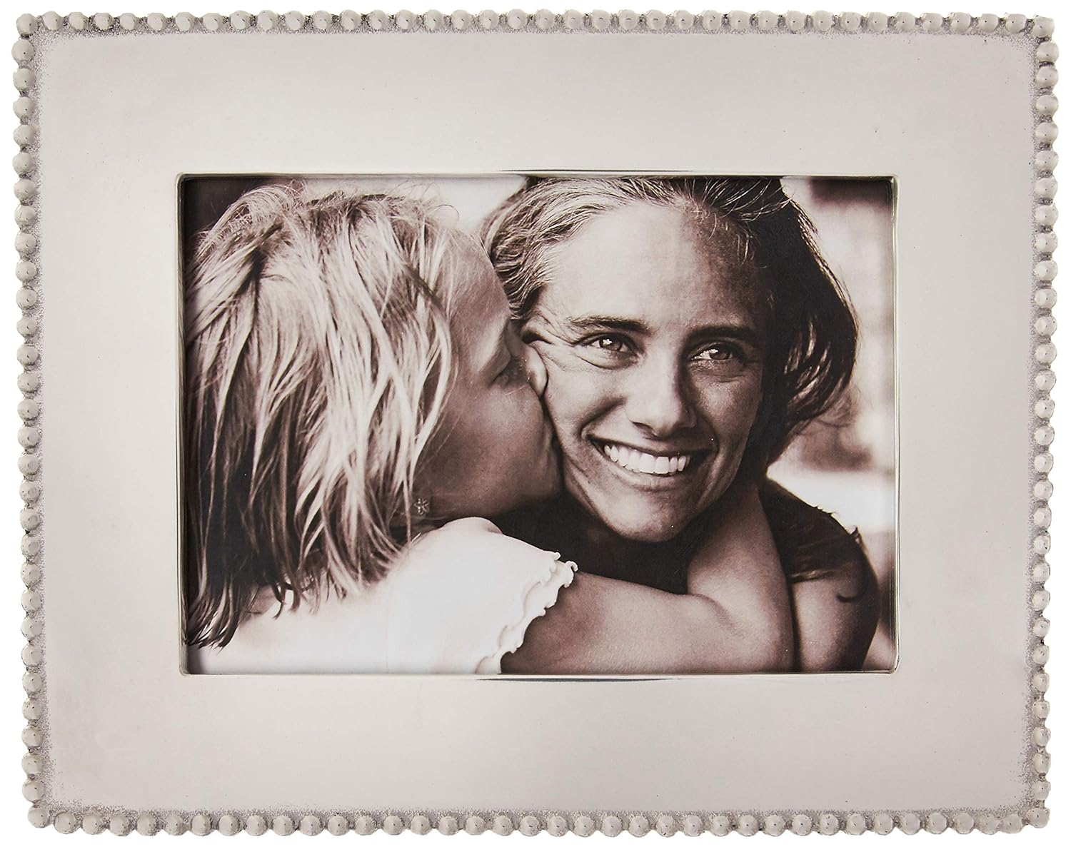 Beaded Silver Metal Beaded Picture Frame