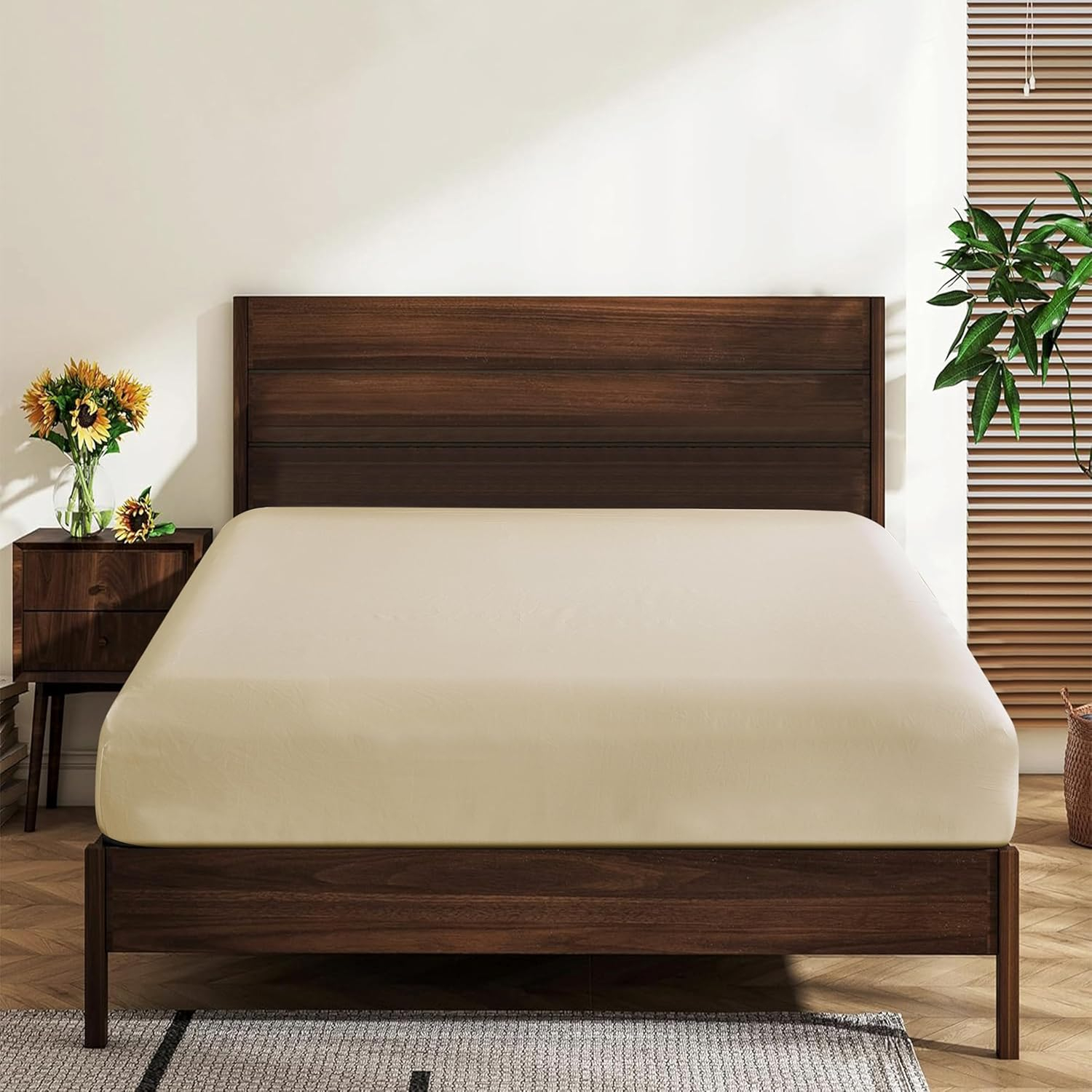 King Size 100% Egyptian Cotton Fitted Sheets 600 Thread Count 16" Deep Pocket, Ultra-Soft Hotel Luxury, Durable, Breathable and Comfy Bottom Sheet (1 Pack King Fitted Sheet, White)