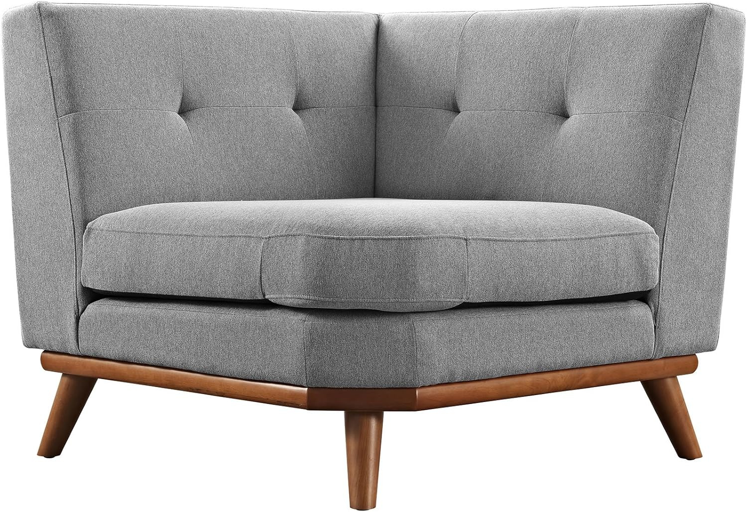Modway Engage Upholstered Fabric and Wood Corner Chair in Expectation Gray