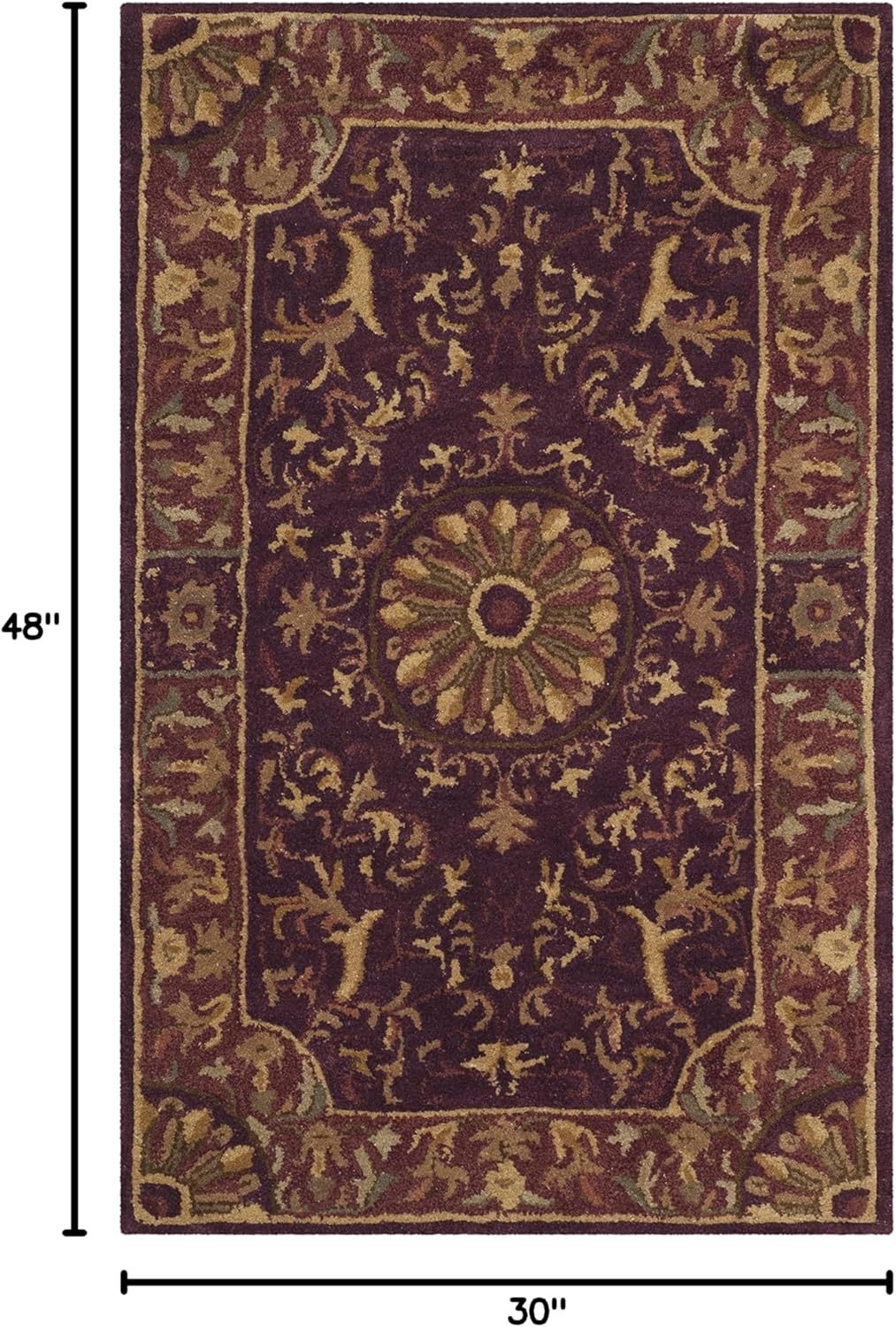 SAFAVIEH Empire Naira Oriental Wool Area Rug, Burgundy, 2'6" x 4'