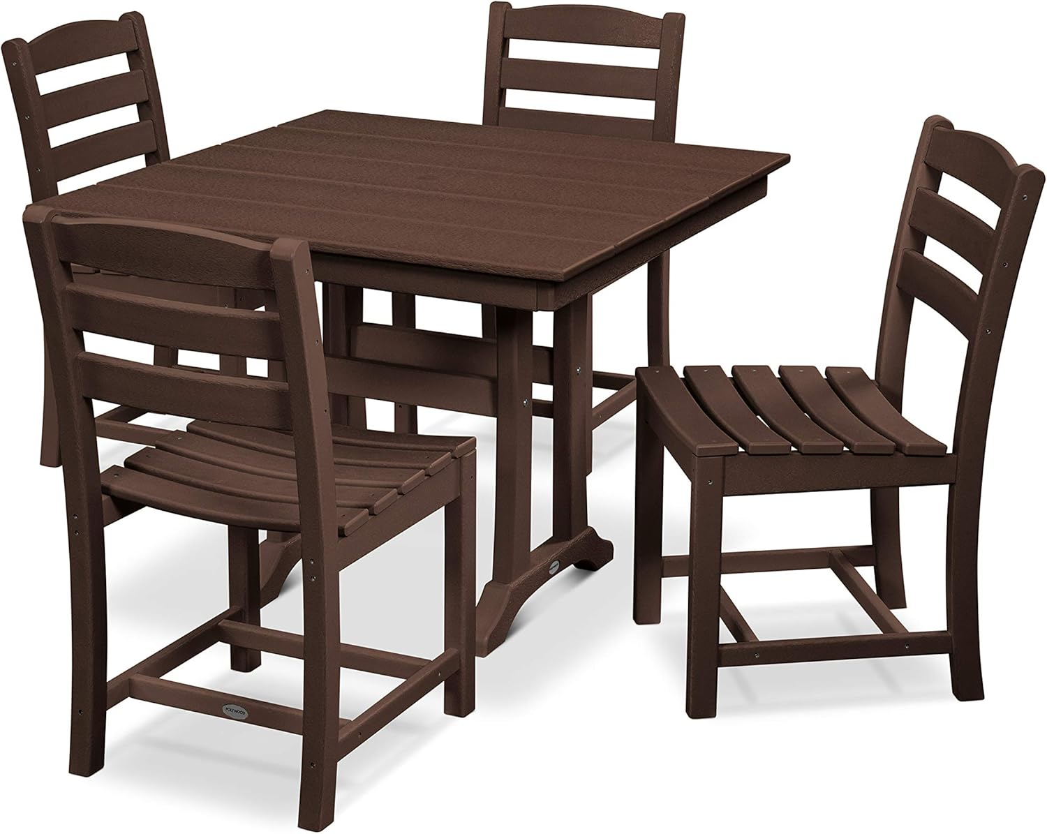 POLYWOOD La Casa Café 5-Piece Farmhouse Trestle Side Chair Dining Set