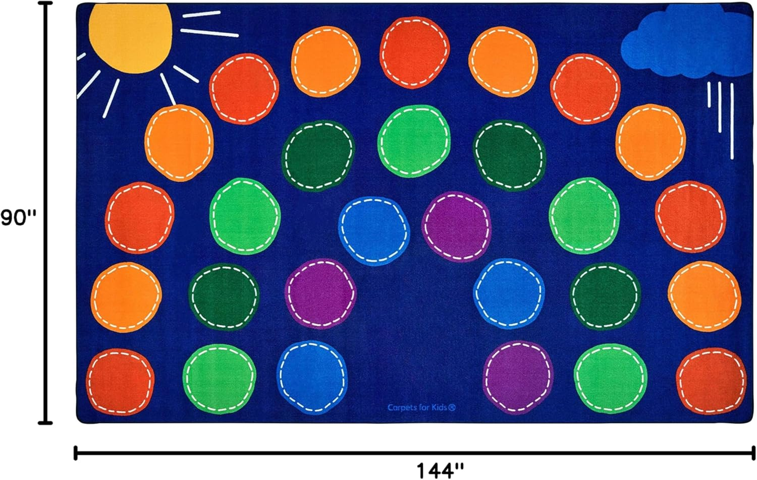 Carpets for Kids 8412 7 ft. 6 in. x 12 ft. Rectangle Premium Rainbow Seating Rug
