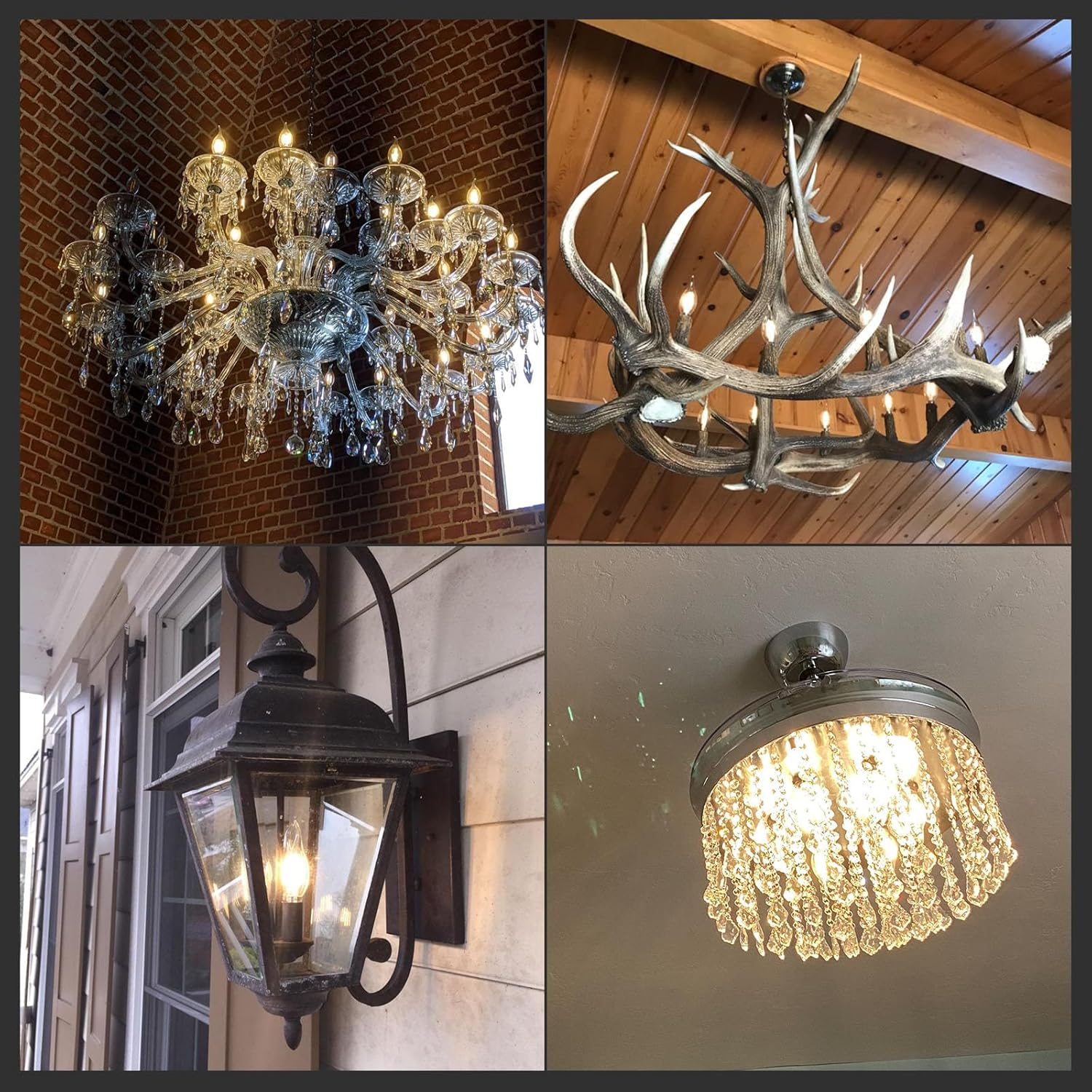 CRLight ETL Listed 2W Dimmable LED Candelabra Bulb 2700K Warm White, 250LM 25W Incandescent Equivalent, E12 Chandelier Candle Bulbs, C35 Clear Flame Shape Bent Tip, 360 Degrees Beam Angle, 10 Pack