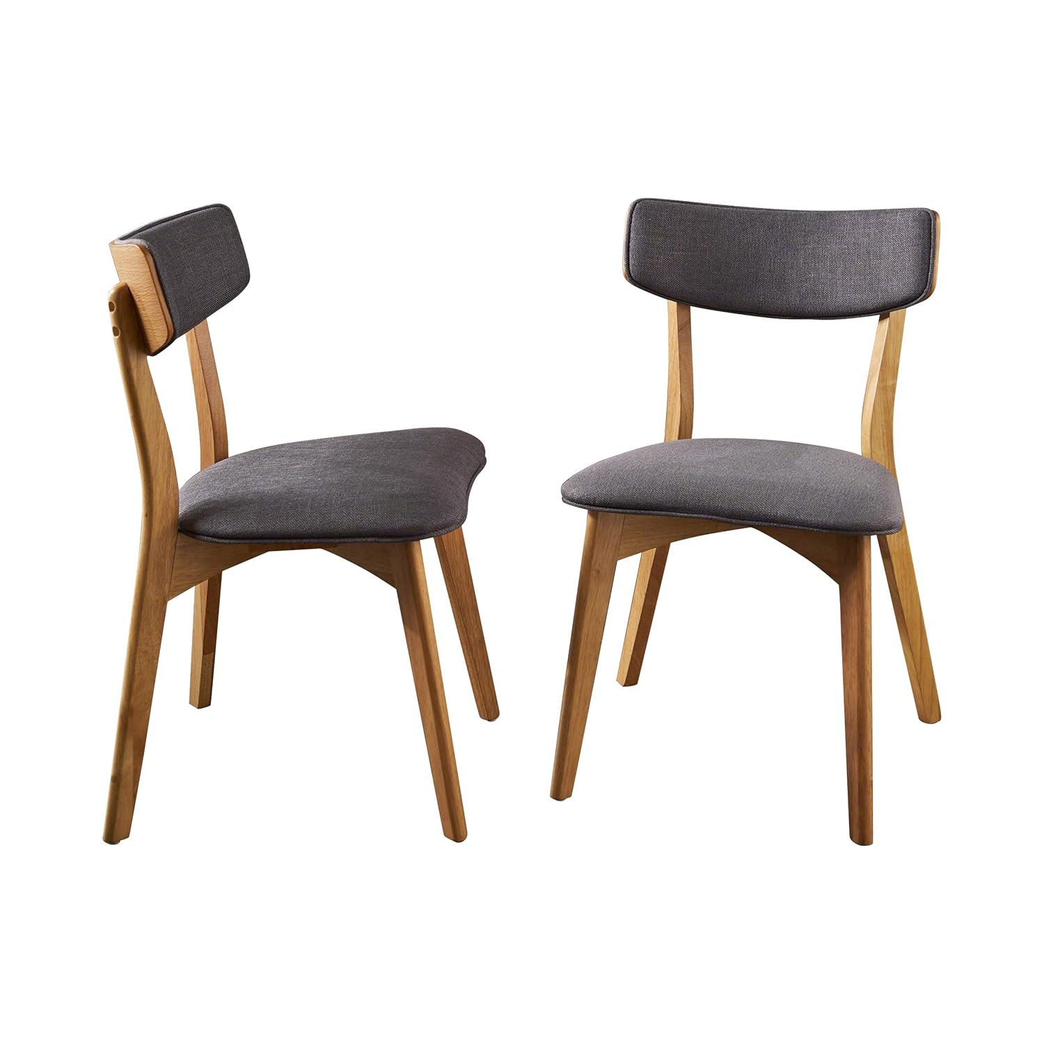 Molly Mid Century Modern Dining Chairs with Rubberwood Frame (Set of 2)
