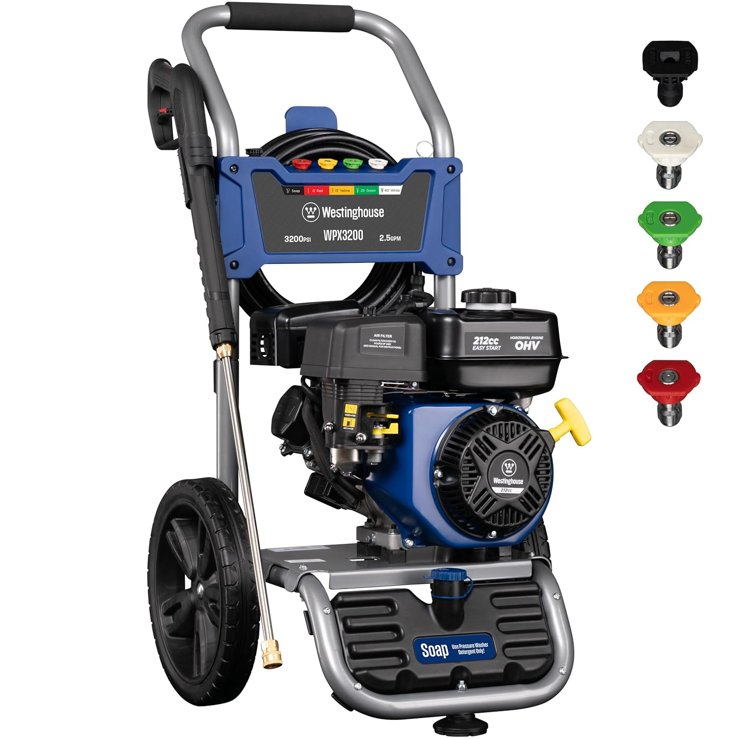 Westinghouse 3200-PSI, 2.5-GPM Gas Pressure Washer with 5 Nozzles & Soap Tank