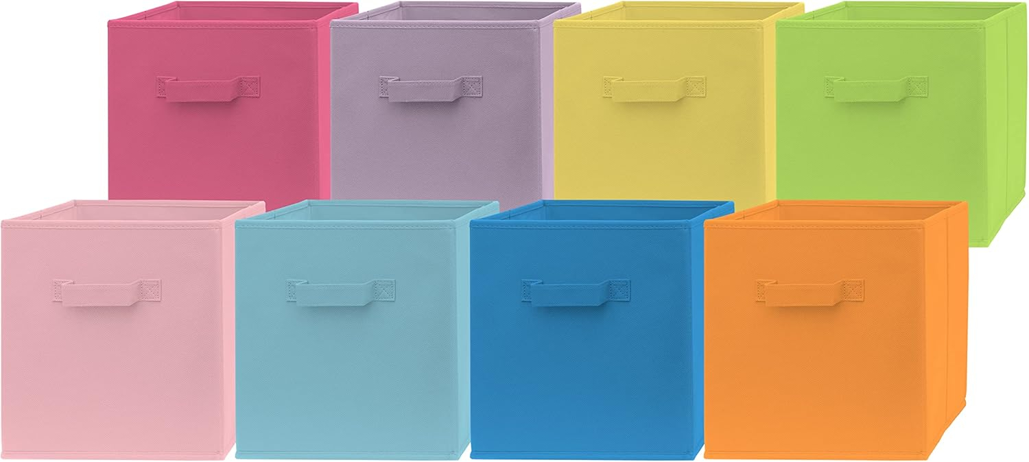 Pomatree Fabric Storage Bins, 11 Inch Storage Cube Baskets, 8 Pack (Colorful)