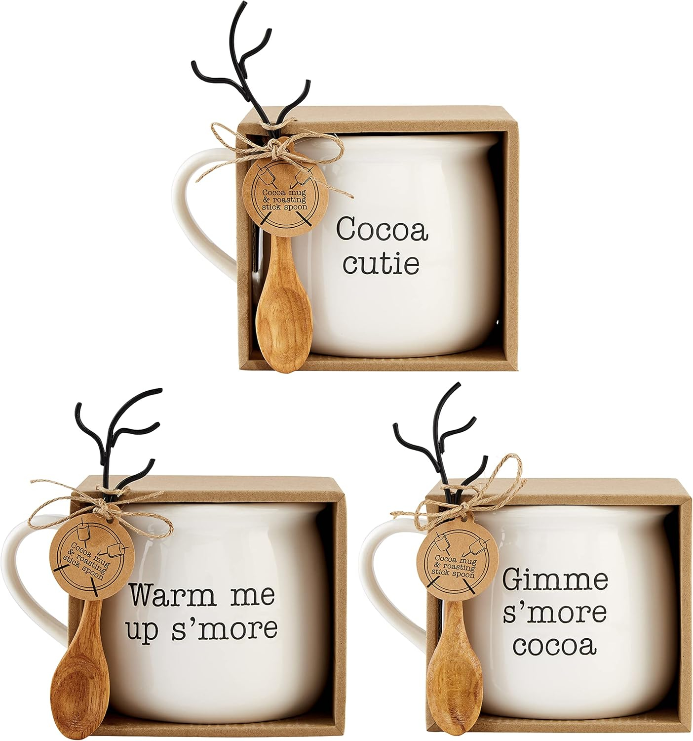 Warm Me Up S'more Ceramic Mug Set with Wooden Spoon