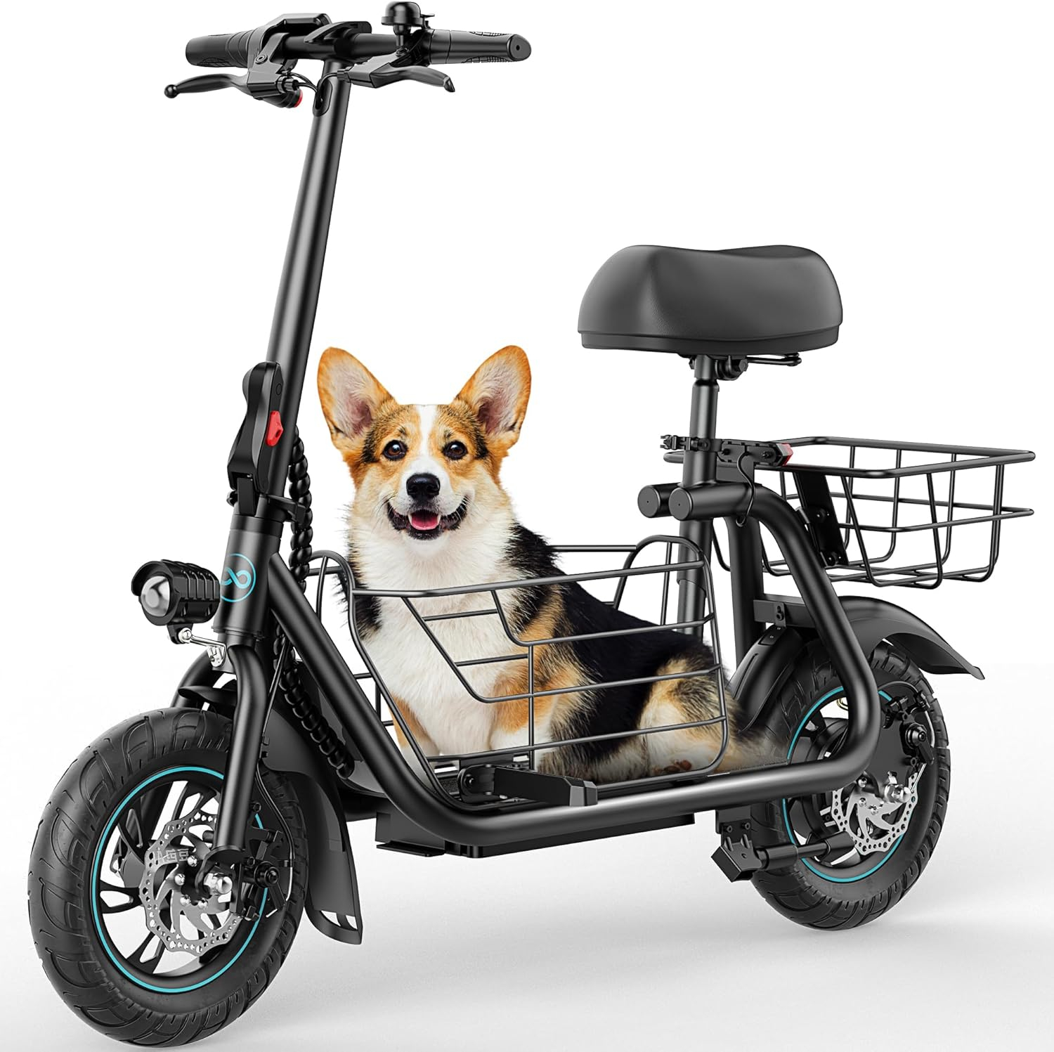GYROOR Electric Scooter with Seat for Pets and Adults, 550W Powerful Motor 20miles Distance Max 18.6MPH Speed Spacious Storage Space LED Display, C1S