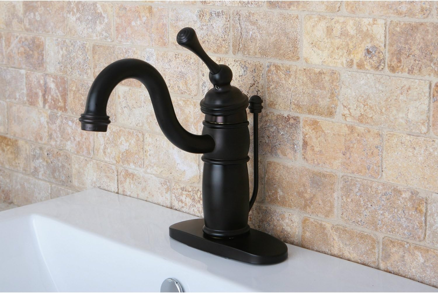 Kingston Brass KB1405BL Victorian Single-Handle Bathroom Faucet with Pop-Up Drain, Oil Rubbed Bronze