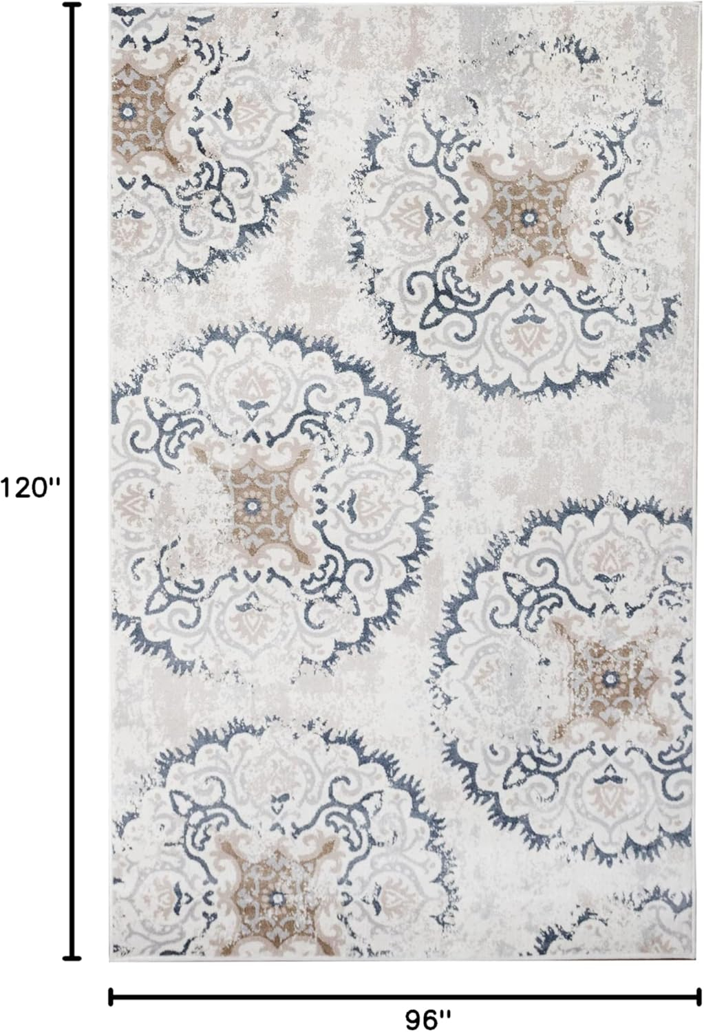 Esperanza Ivory Medallion 8' x 10' Washable Synthetic Area Rug