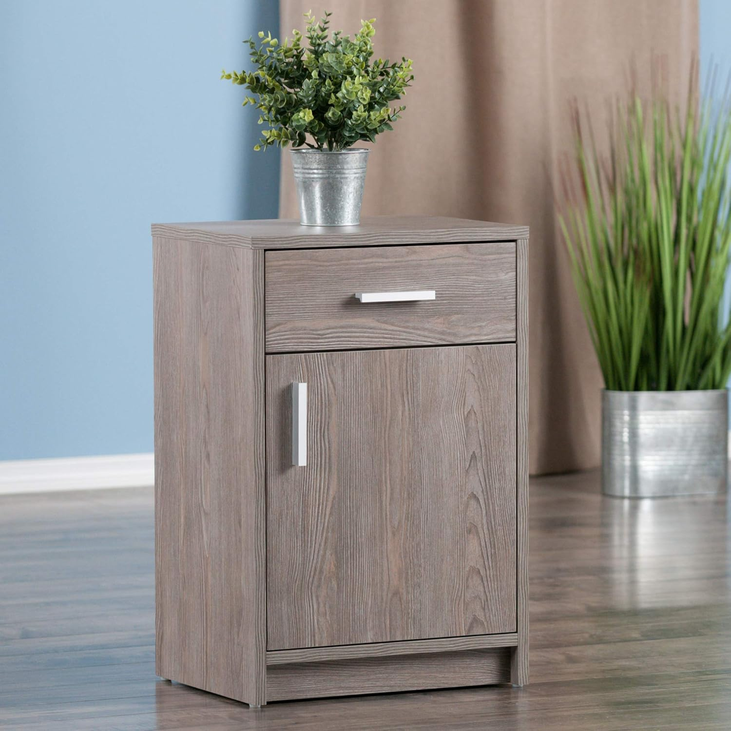 Ash Gray Transitional 1-Drawer Composite Wood Accent Table