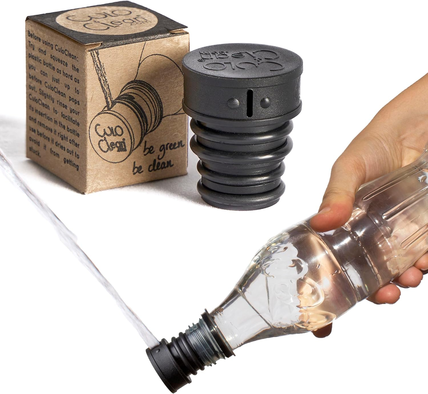 CuloClean Portable Bidet for Toilet, Travel, Hiking or Camping. Compatible with Every Bottle. Ultralight (12g, 0.42 oz). (CuloClean, 1pcs Black)