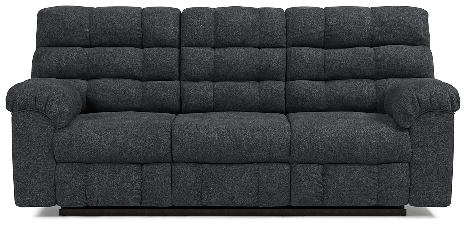 Ashley Furniture Wilhurst Contemporary Fabric Reclining Sofa in Dark Gray