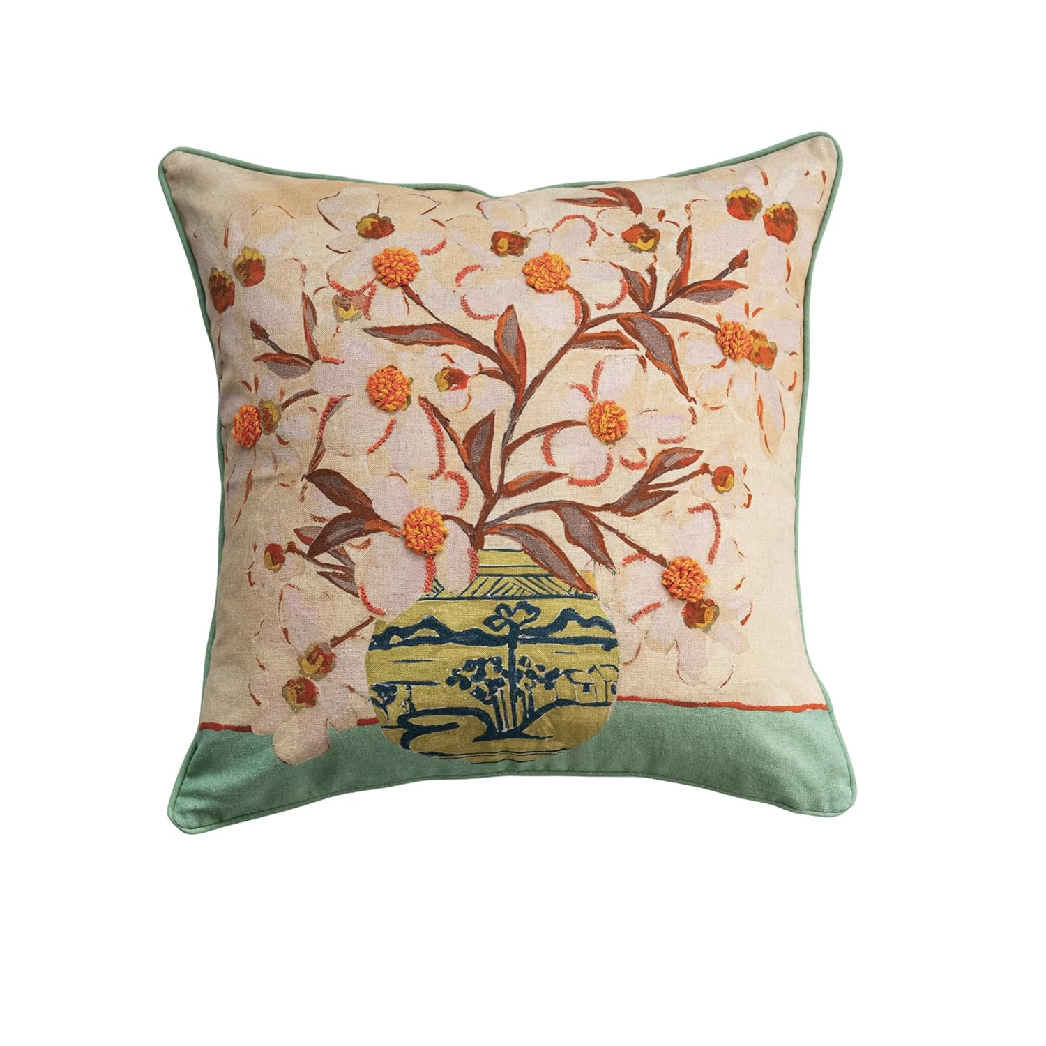 Creative Co-Op, Multicolor Cottage Charm Embroidered Pillow