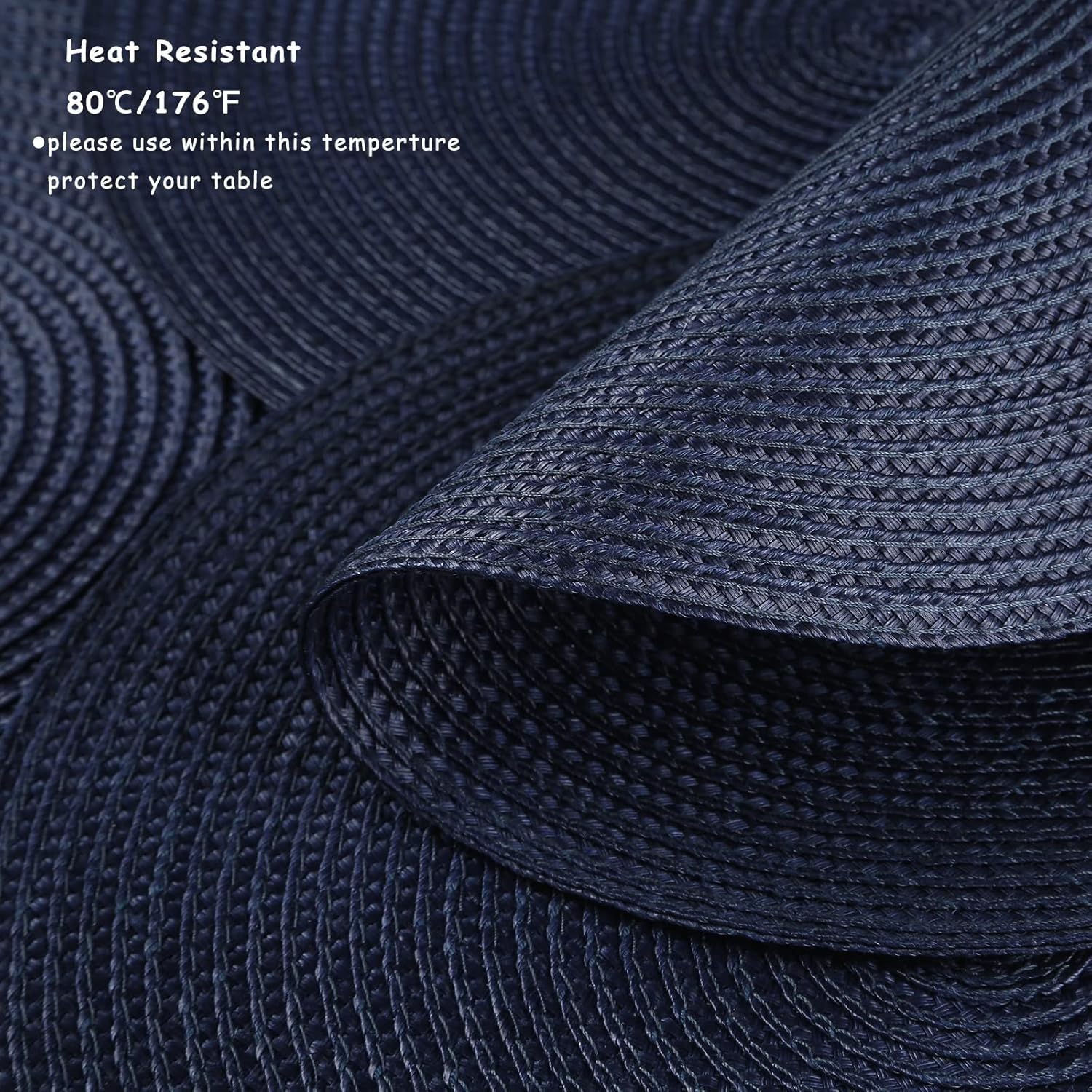 Round Placemats for Dining Table Set of 6,12.6 Inch Small Circle Placemats Washable Heat Resistant Non Slip Round Table Mats for Kitchen Table,Navy Blue