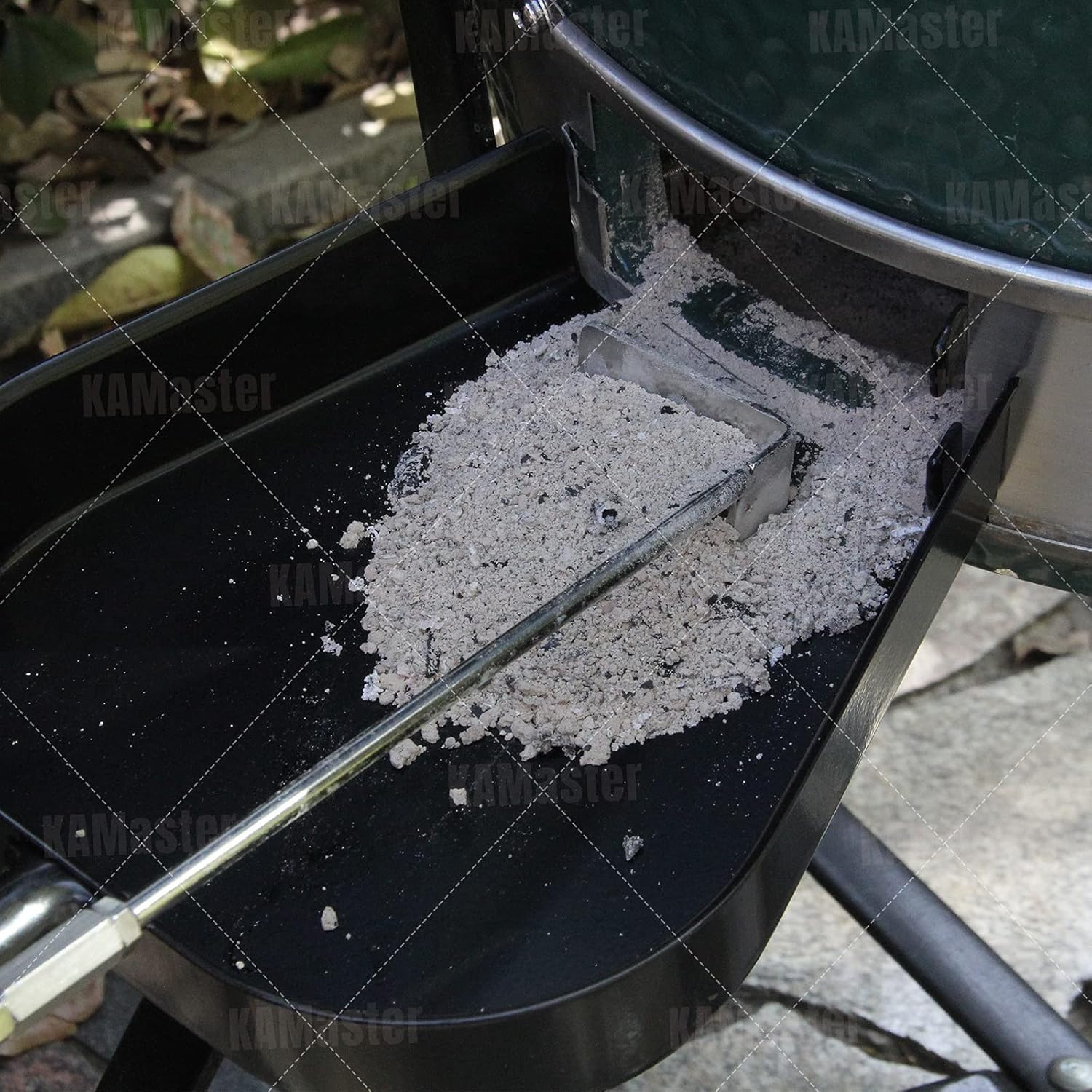 Ash Removal Tool and Ash Pan for Big Green Color Egg,Stainless Steel Big Green Kamado Egg Accessories Ash Tool Poker for Primo and Other Charcoal Kamado (at+AP)