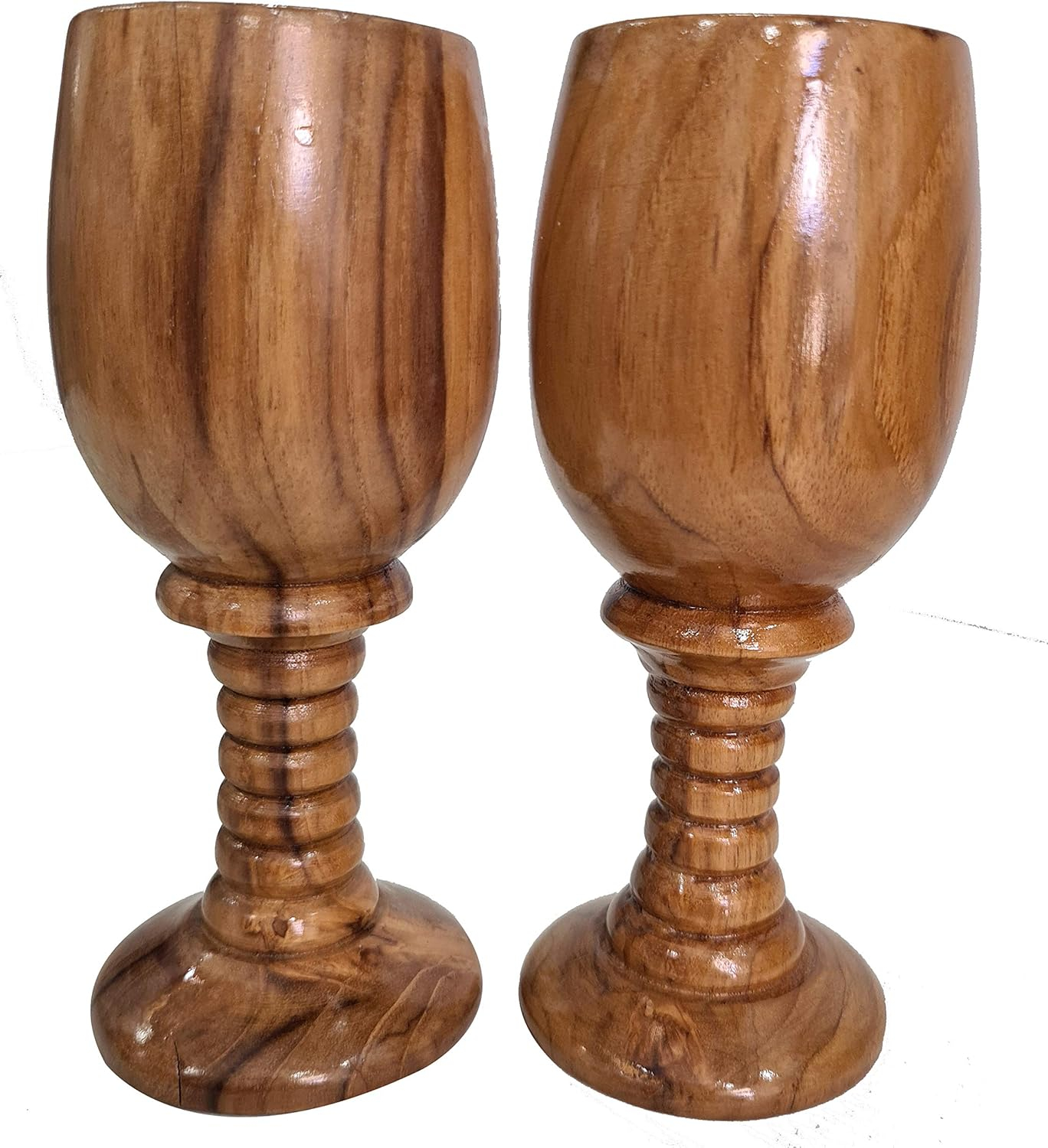 CollectiblesBuy Wooden Goblet Drinking Dining Cup Gifting Collection Wine Chalice Pair Drinkware Vintage Style Handmade Wood Wine Glass Toasting