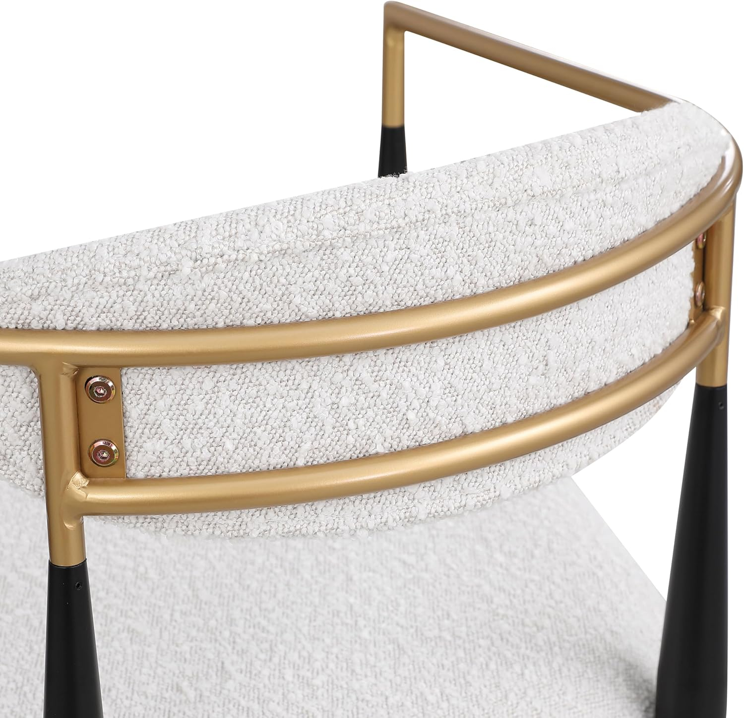 Christopher Knight Home Set of 2 Modern Boucle Fabric Upholstered Dining Chair, Stylish Designed Kitchen Armchairs, Metal Frame, Soft Padded Seating and Curved Backest, Beige+Black+Gold