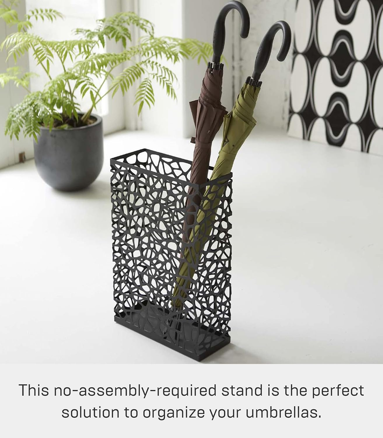 Yamazaki Home Umbrella Stand - Two Styles, Black, Steel, Rectangle,  Holds up to 10 umbrellas, No Assembly