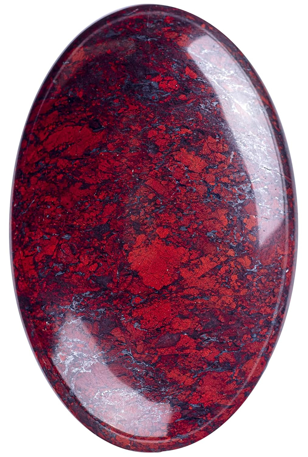 Red Flower Jasper Palm Stone Crystal Natural Chakra Therapy Polished Healing Crystal Oval Pocket Gemstone for Anxiety Stress Relief