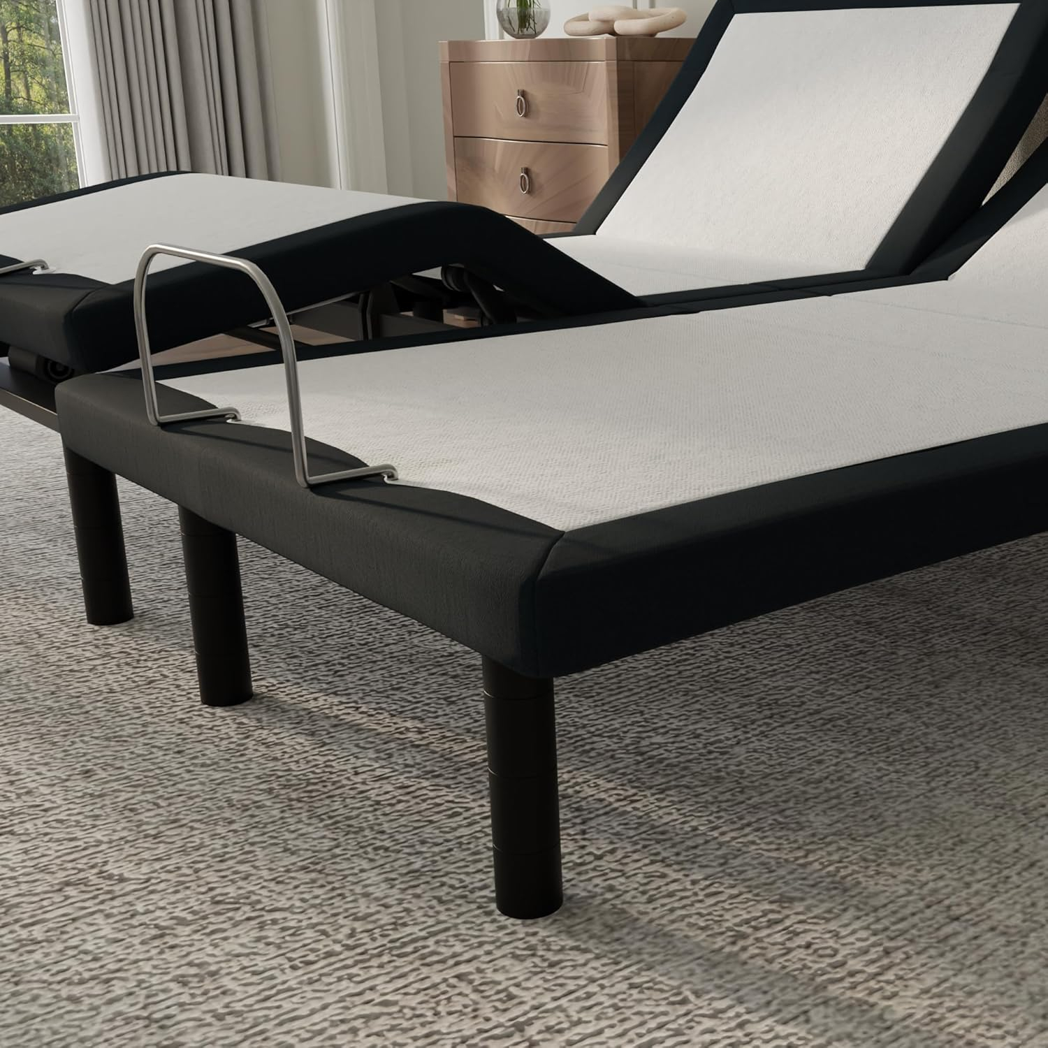 Blissful Nights e4 Cal King Split Adjustable Bed Base Frame with Wireless Remote, Massage Motors, Anti-Snore, Zero Gravity, Dual USB Charging Station, Under-Bed Light, and 10 Year Warranty
