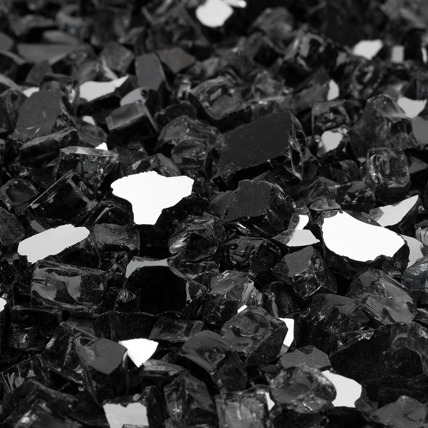 Large 1/2" Black Reflective Fire Glass 10 lbs