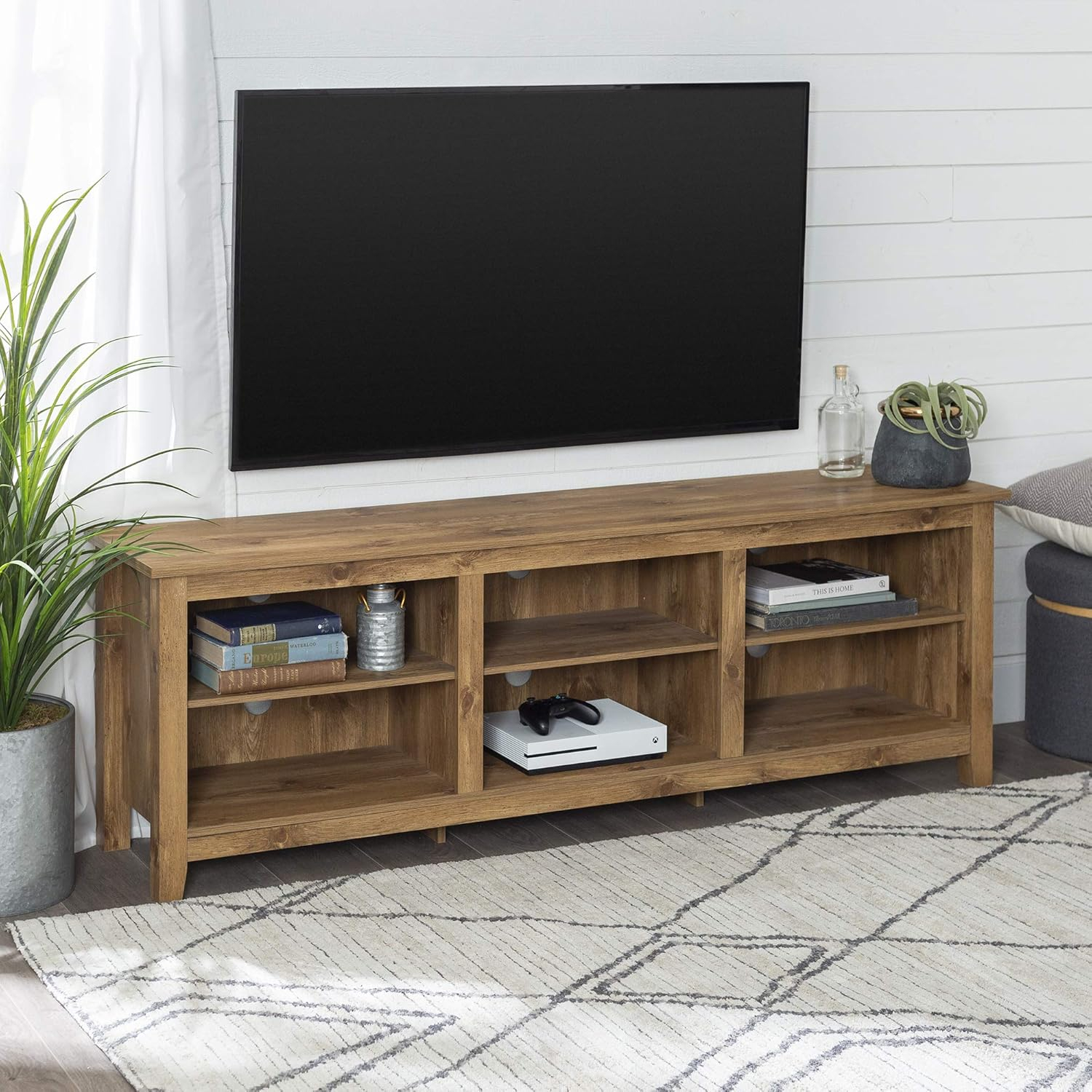 Barnwood 70" Rustic MDF TV Stand with Adjustable Shelves