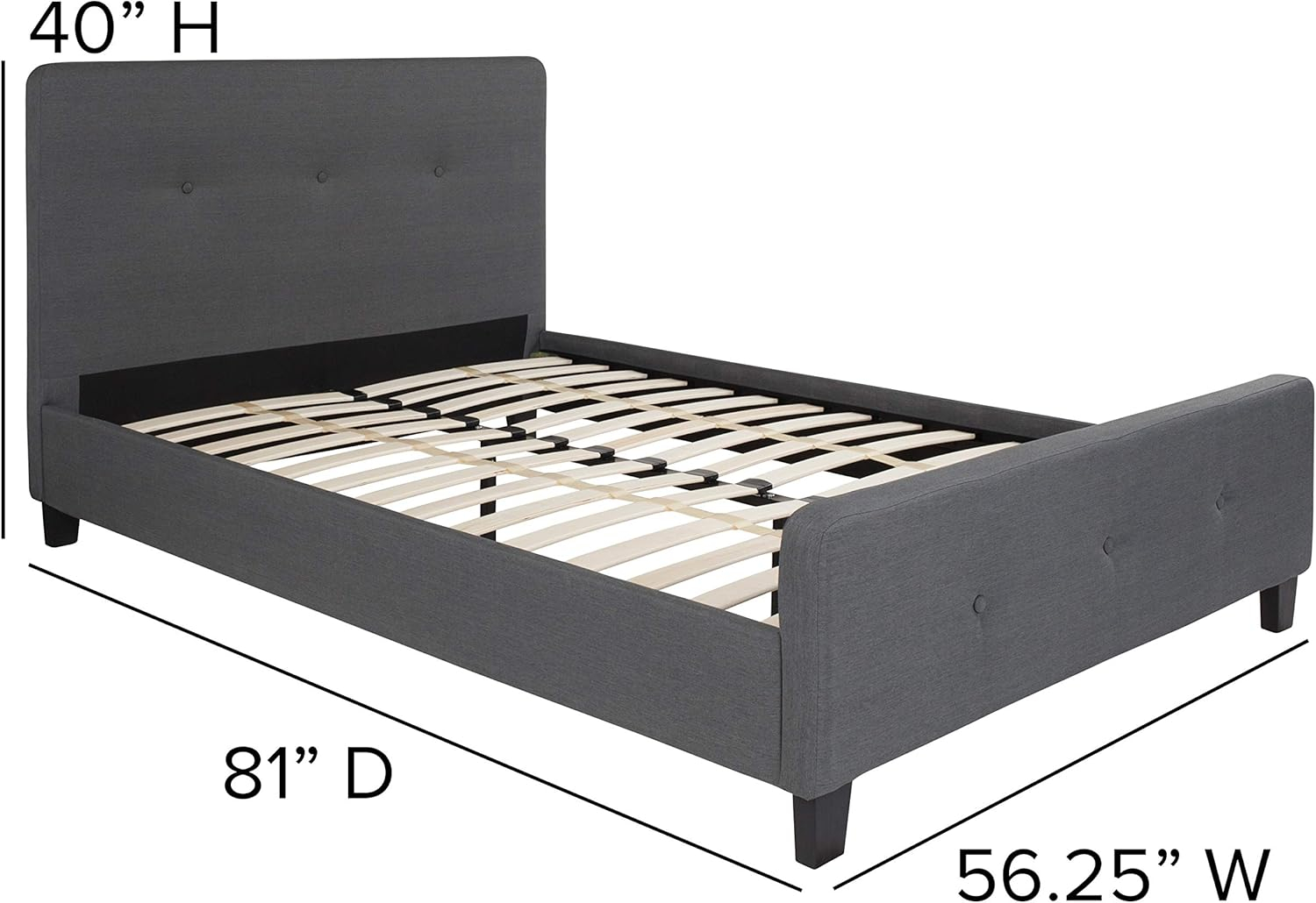 Flash Furniture Tribeca Full Size Tufted Upholstered Platform Bed in Dark Gray Fabric