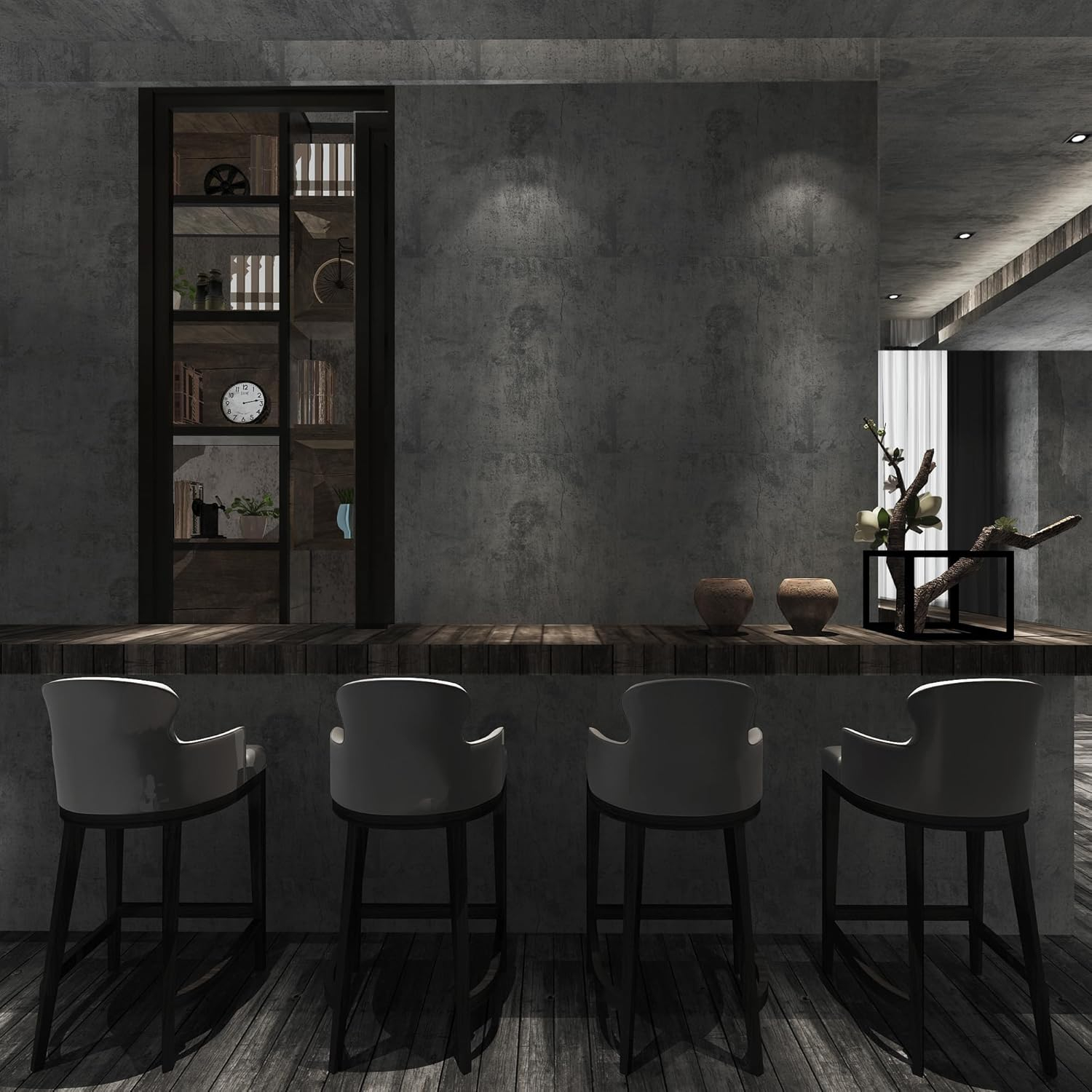 Gray Concrete Contact Paper Matte Thick Textured Grey Cement Wallpaper Peel Stick Countertop Contact Paper Removable Waterproof Adhesive Paper Industrial Style Wall Paper Kitchen Table Vinyl Wrap