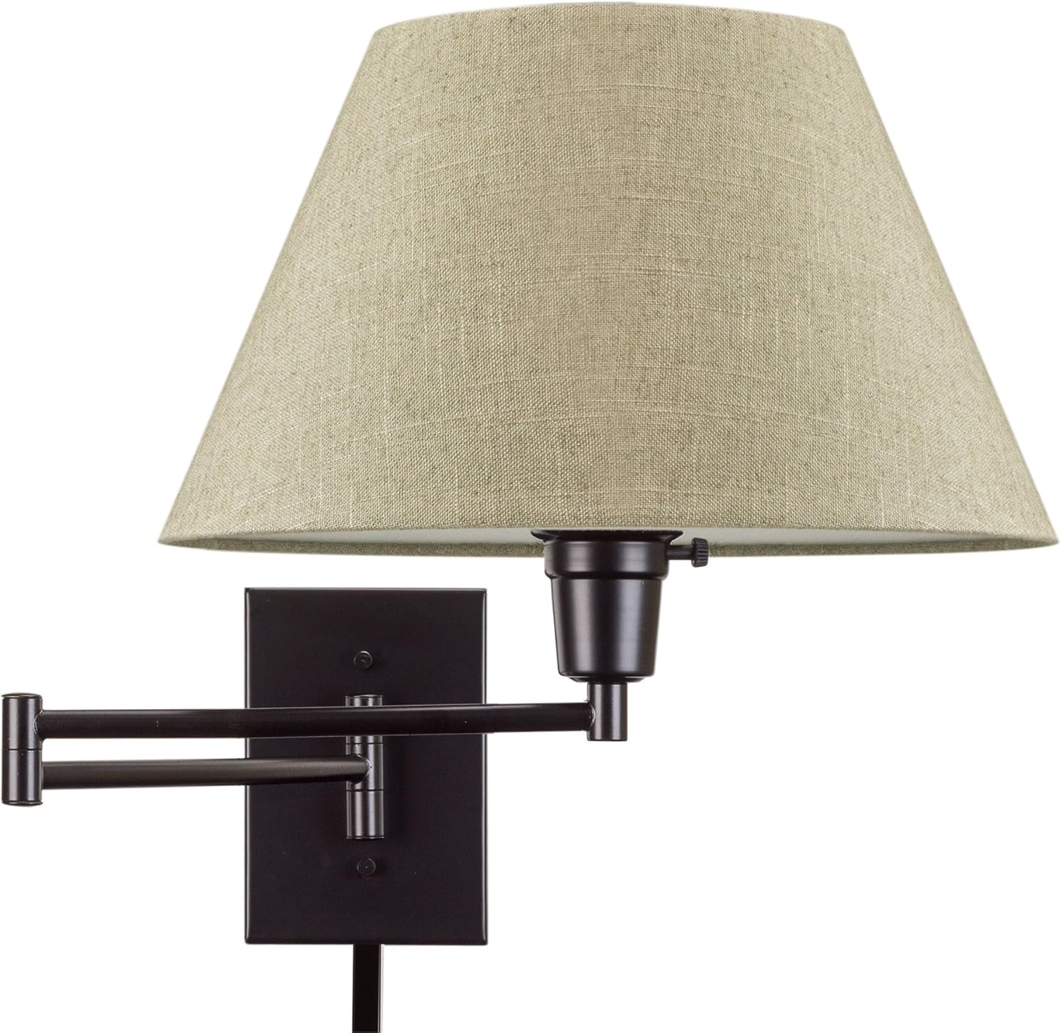 Kira Home Cambridge 13" Swing Arm Wall Lamp - Plug In/Wall Mount, Latte Mocha Fabric Shade, 150W 3-Way, Cord Covers