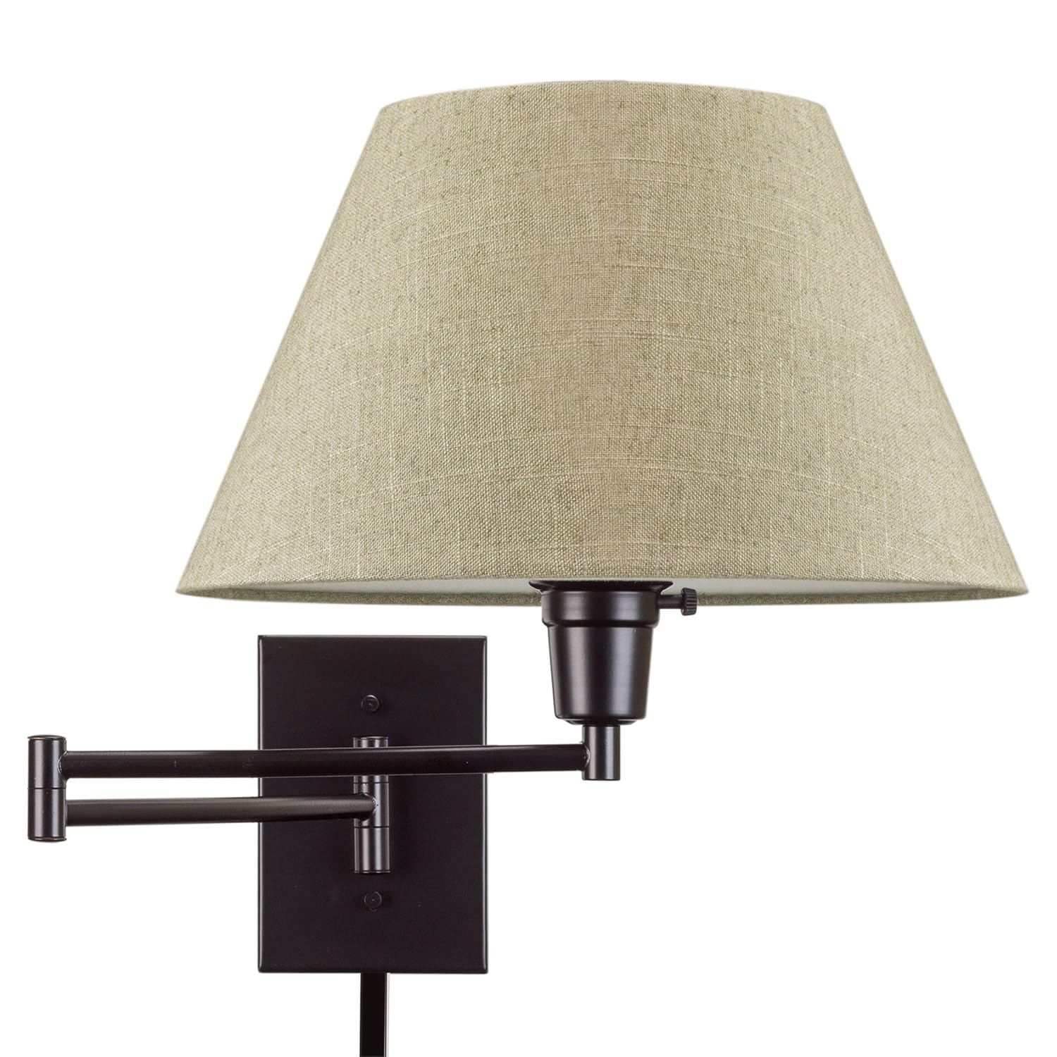 Kira Home Cambridge 13" Swing Arm Wall Lamp - Plug In/Wall Mount, Latte Mocha Fabric Shade, 150W 3-Way, Cord Covers