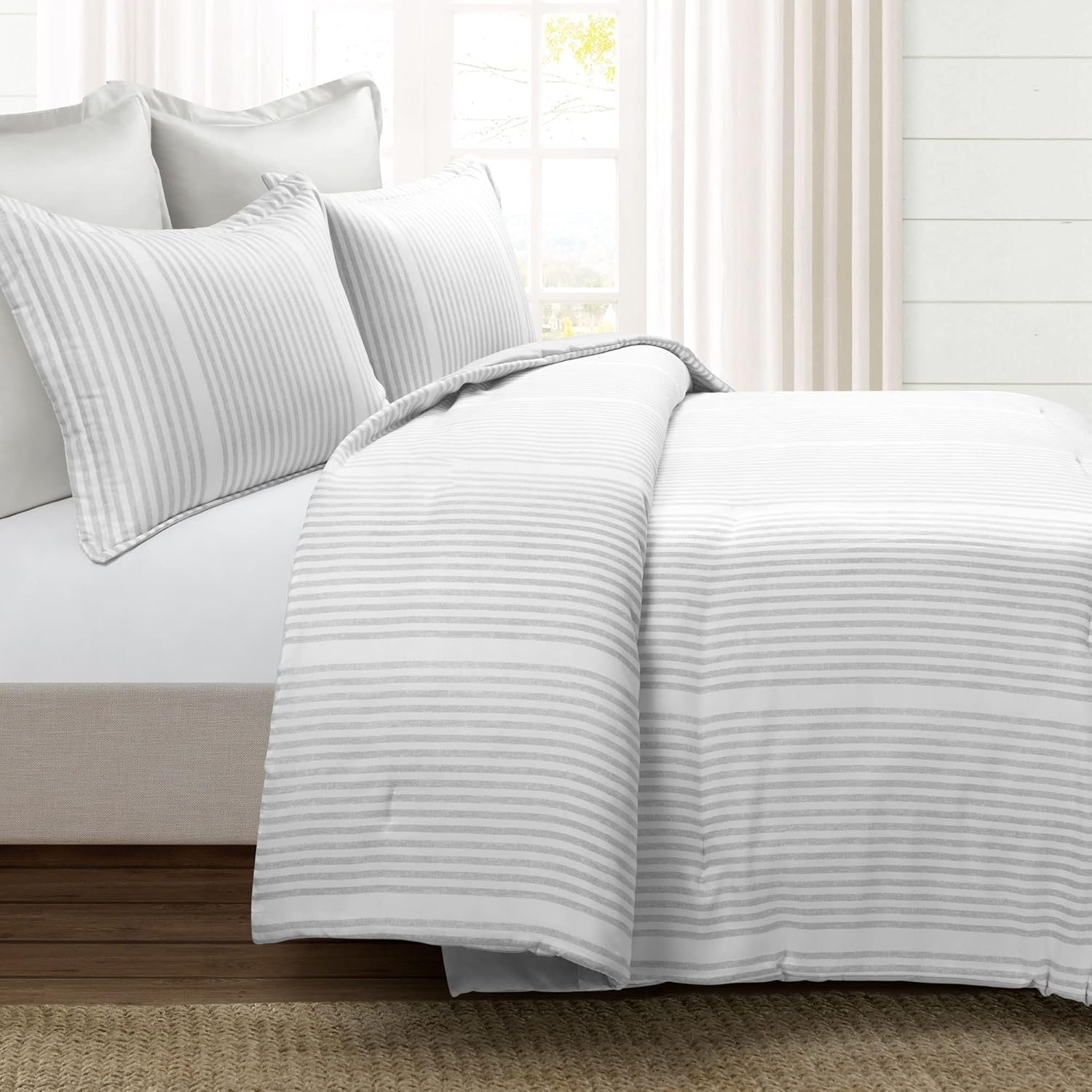 Gray Reversible Full Comforter Set with Silver-Infused Fibers