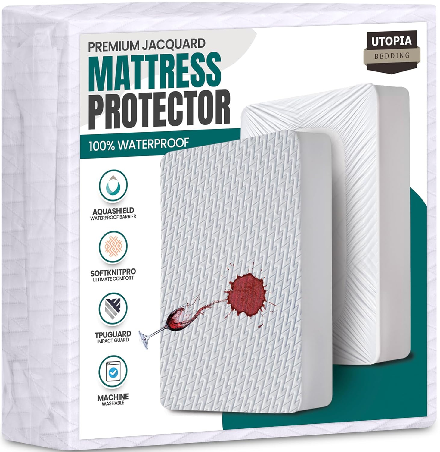 Utopia Bedding Waterproof Mattress Protector Full Size, Premium 3D Air Soft Fabric Mattress Cover, Fits 15 Inches Deep, Breathable, Fitted Style with Stretchable Pockets