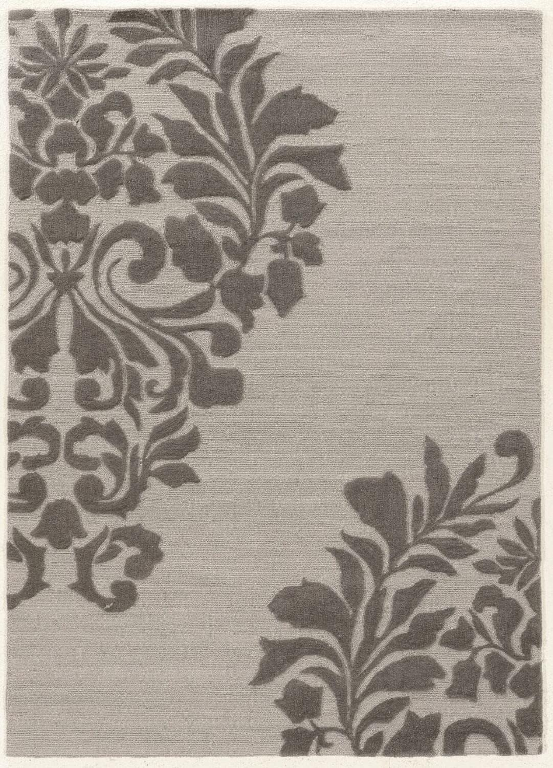 Linon Trio Medallion Hand Tufted Polyester 5'x7' Rug in Gray