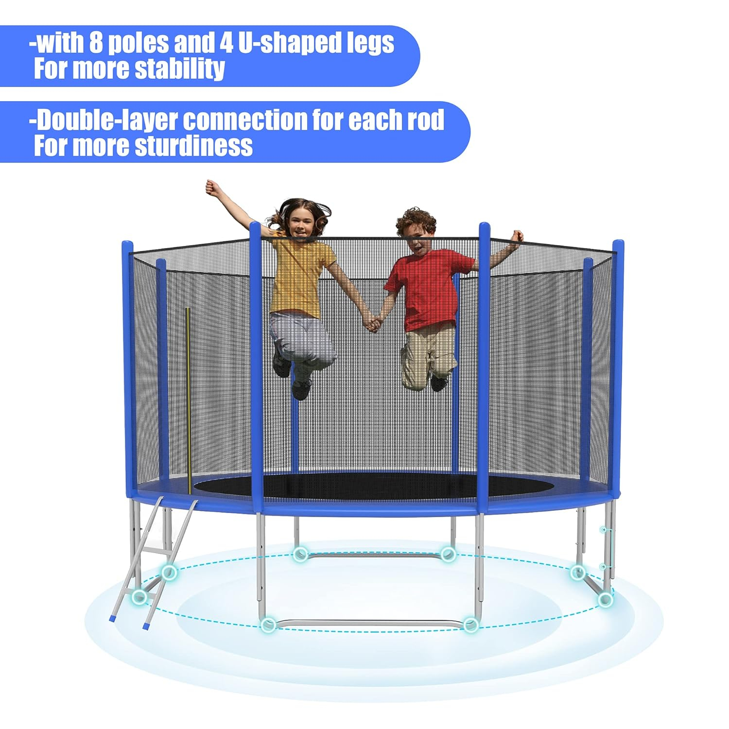 Karmas Product 10' Trampoline with Safety Enclosure Net and Spring Pad