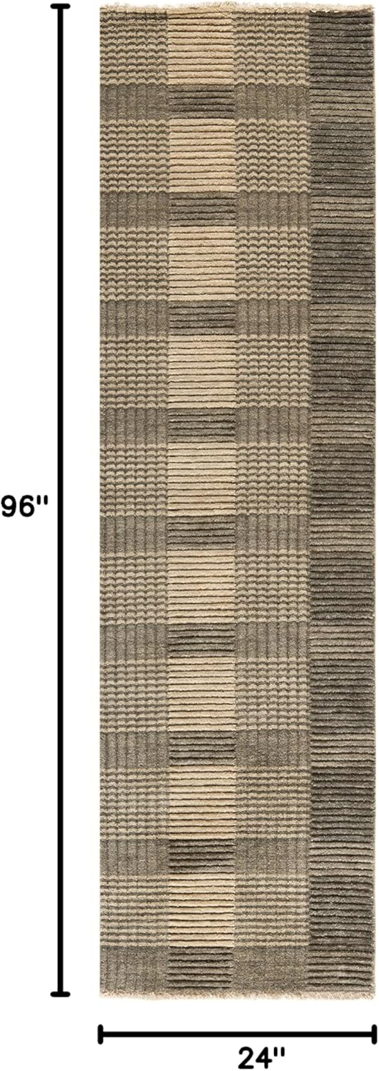 SAFAVIEH Tibetan Angelina Striped Runner Rug, Charcoal, 2' x 8'